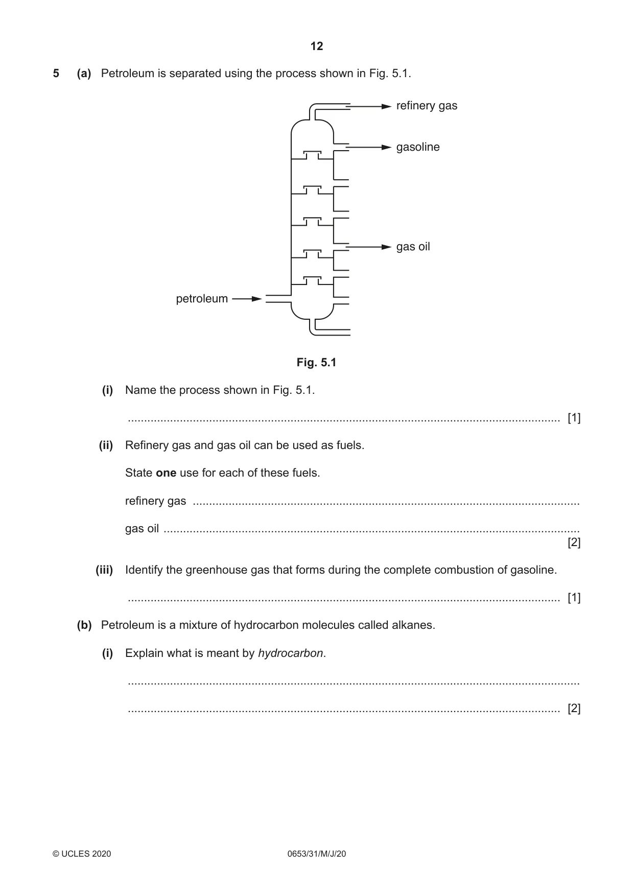 Cambridge IGCSE Science - Combined 0653 2020 May/June Paper 3 · Variant 1 question paper, page 12 of 24