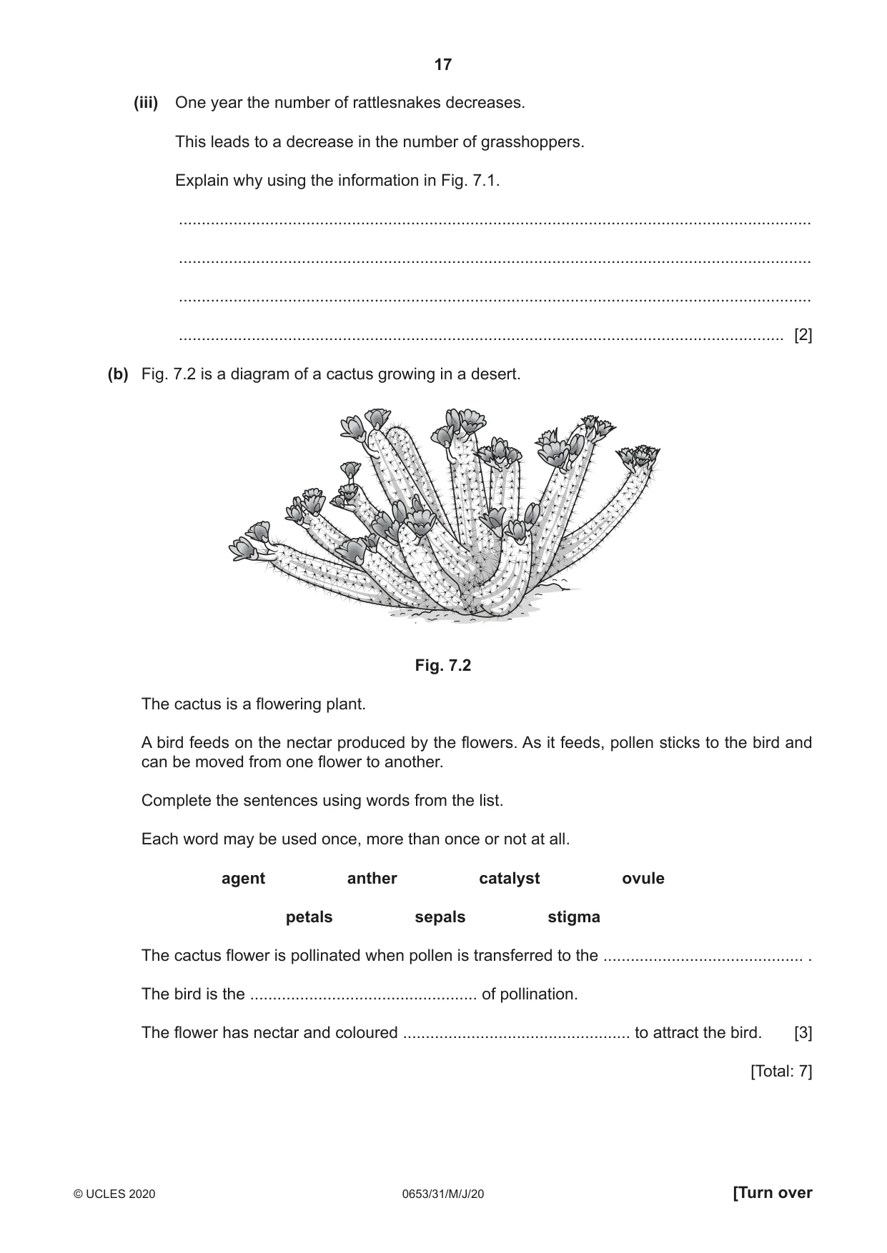 Cambridge IGCSE Science - Combined 0653 2020 May/June Paper 3 · Variant 1 question paper, page 17 of 24