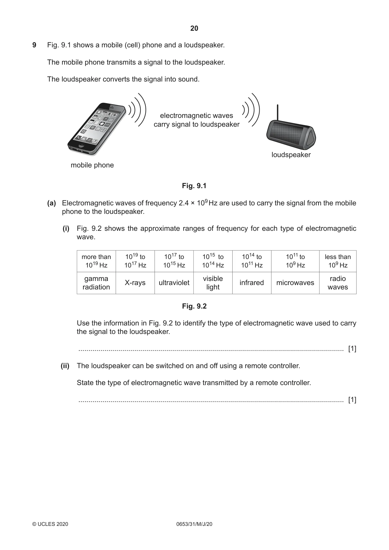 Cambridge IGCSE Science - Combined 0653 2020 May/June Paper 3 · Variant 1 question paper, page 20 of 24
