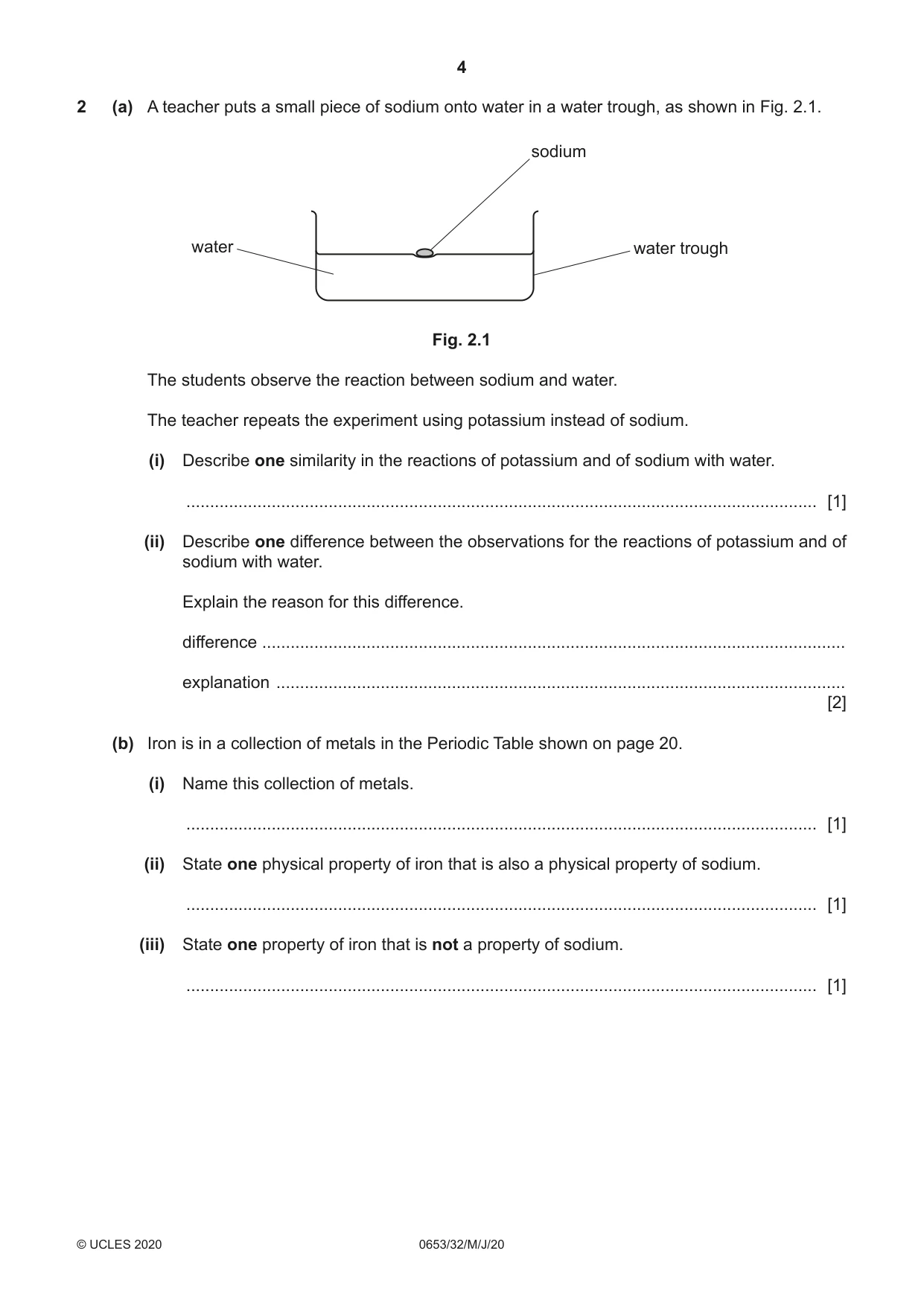 Cambridge IGCSE Science - Combined 0653 2020 May/June Paper 3 · Variant 2 question paper, page 4 of 20