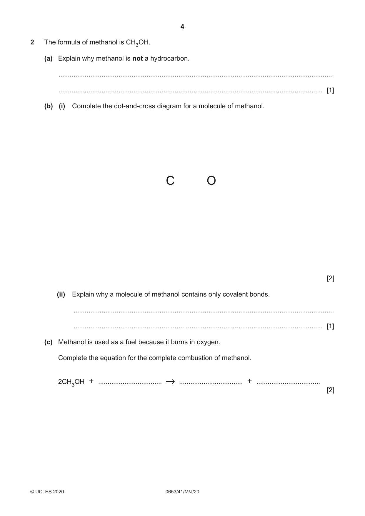 Cambridge IGCSE Science - Combined 0653 2020 May/June Paper 4 · Variant 1 question paper, page 4 of 20