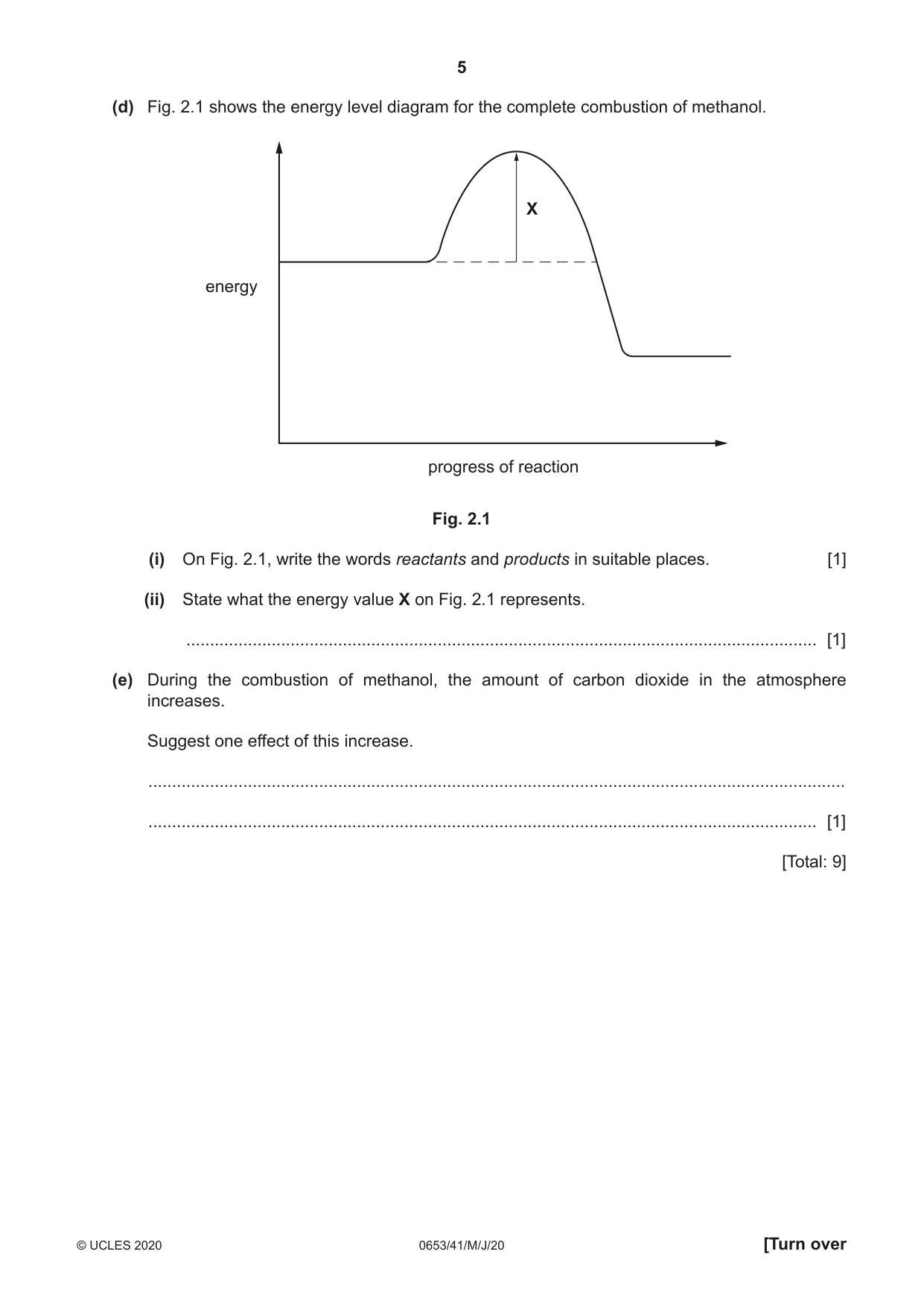 Cambridge IGCSE Science - Combined 0653 2020 May/June Paper 4 · Variant 1 question paper, page 5 of 20