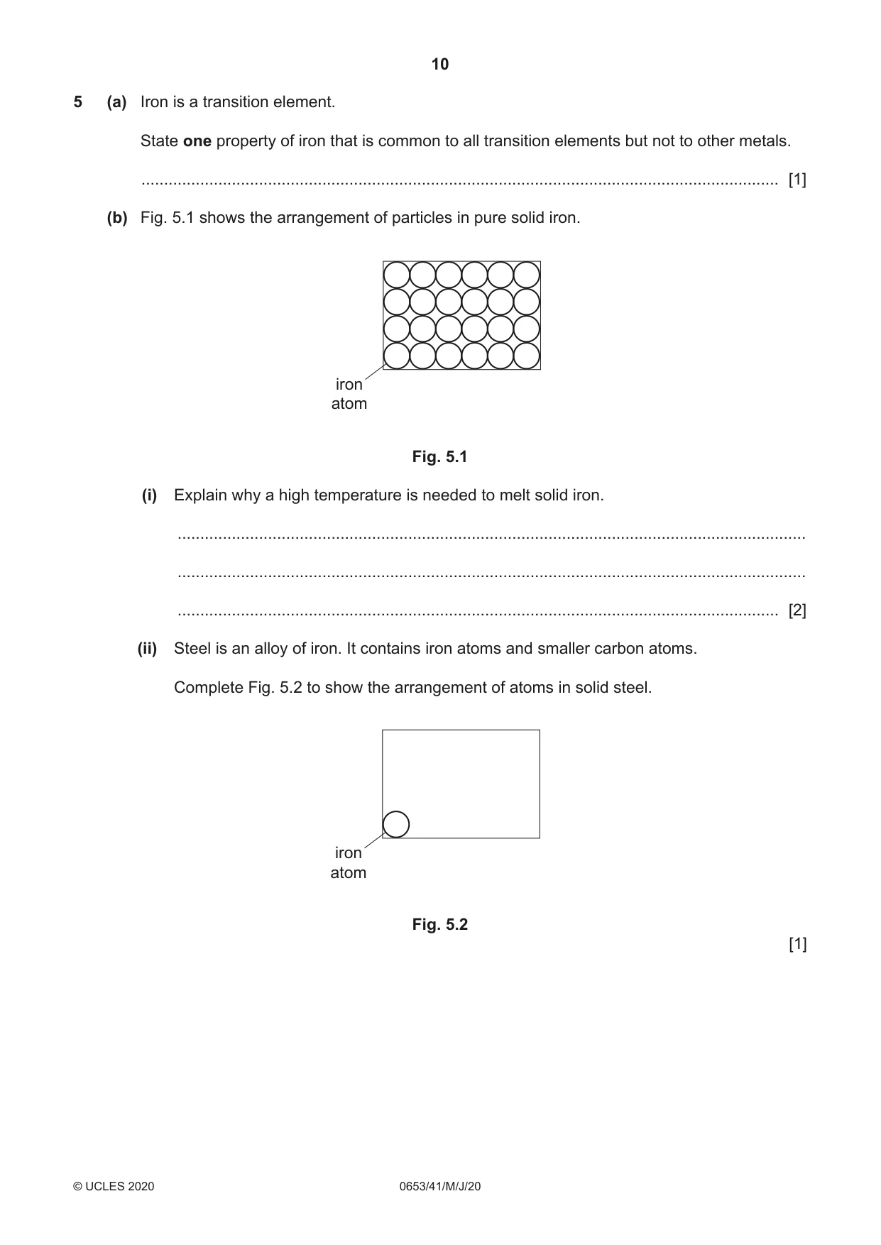 Cambridge IGCSE Science - Combined 0653 2020 May/June Paper 4 · Variant 1 question paper, page 10 of 20