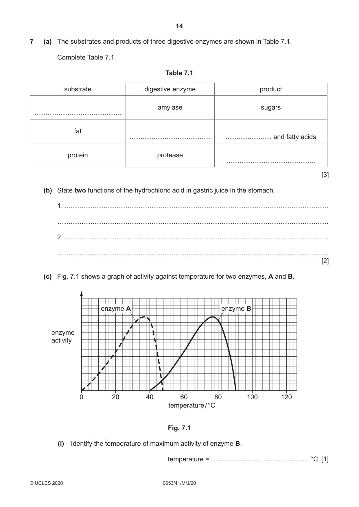 Cambridge IGCSE Science - Combined 0653 2020 May/June Paper 4 · Variant 1 question paper, page 14 of 20