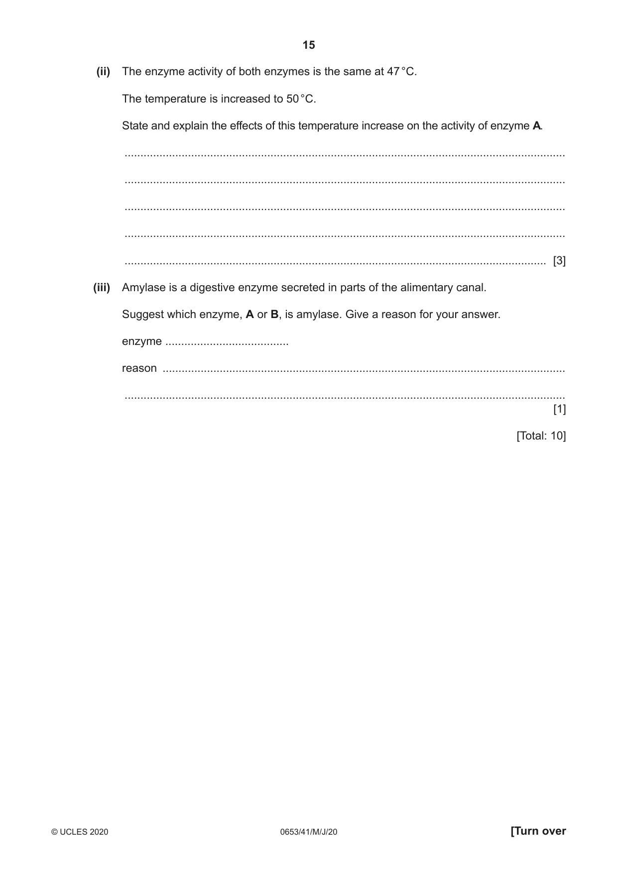 Cambridge IGCSE Science - Combined 0653 2020 May/June Paper 4 · Variant 1 question paper, page 15 of 20
