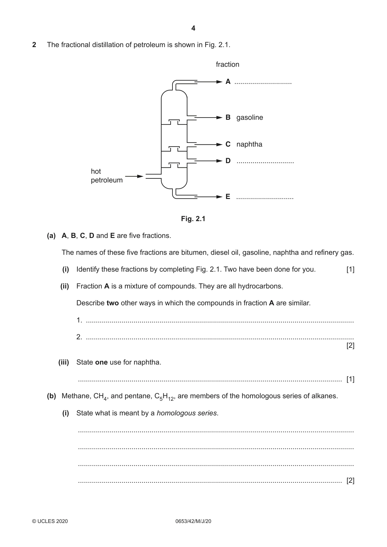 Cambridge IGCSE Science - Combined 0653 2020 May/June Paper 4 · Variant 2 question paper, page 4 of 20