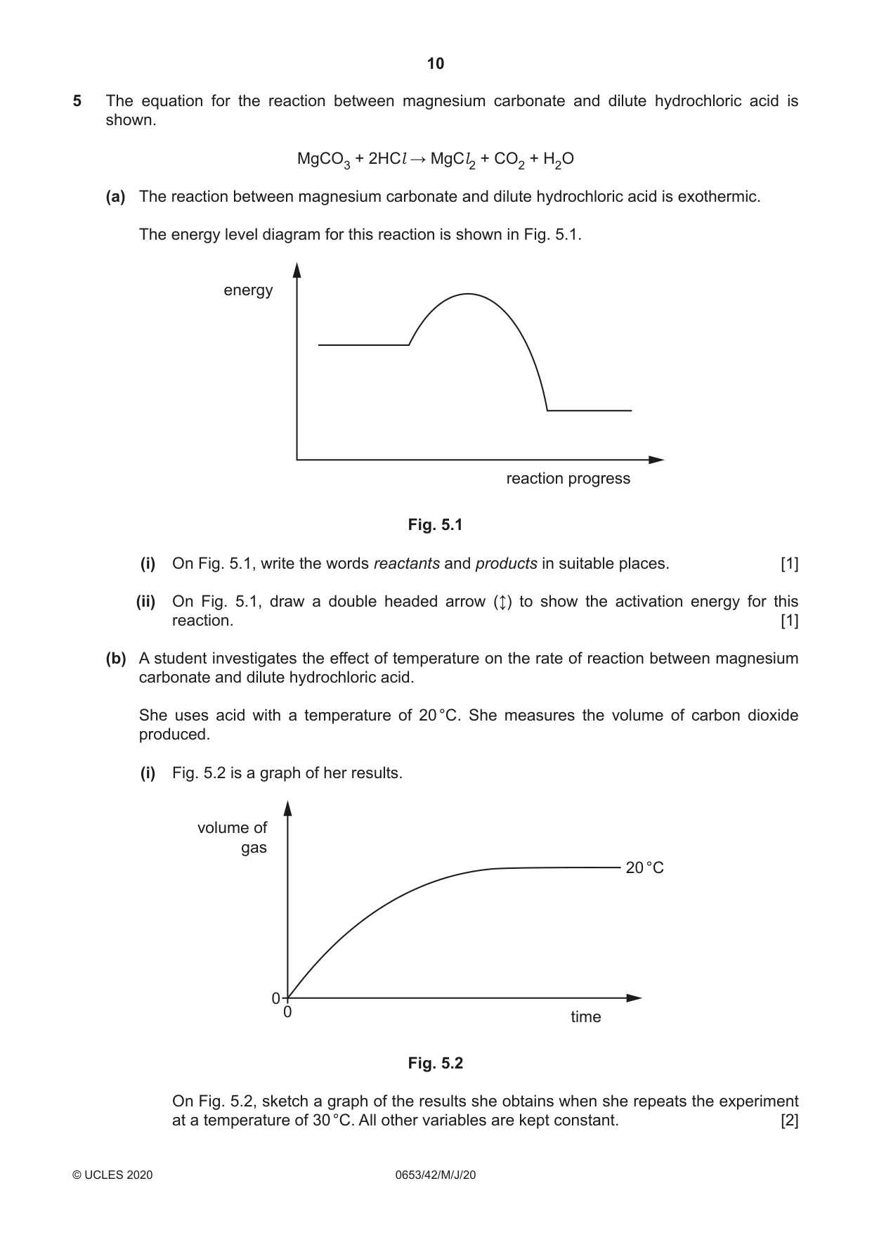 Cambridge IGCSE Science - Combined 0653 2020 May/June Paper 4 · Variant 2 question paper, page 10 of 20