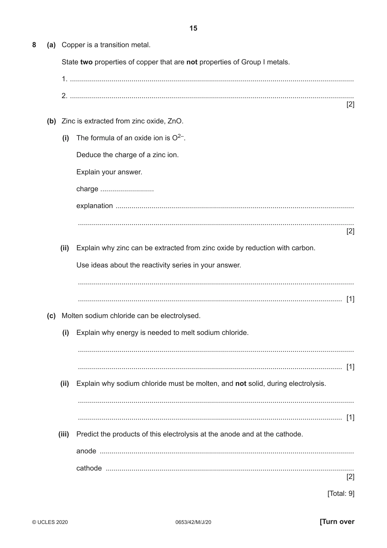 Cambridge IGCSE Science - Combined 0653 2020 May/June Paper 4 · Variant 2 question paper, page 15 of 20