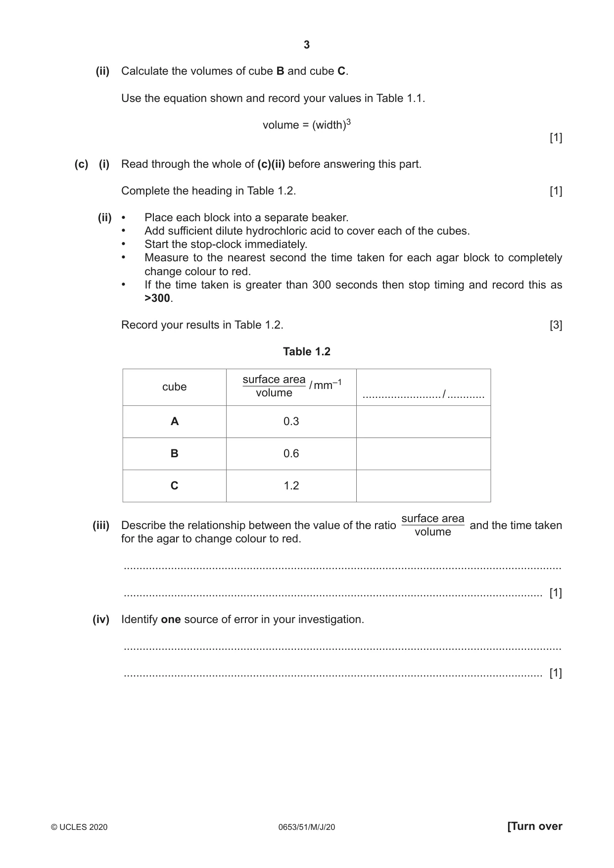 Cambridge IGCSE Science - Combined 0653 2020 May/June Paper 5 · Variant 1 question paper, page 3 of 16