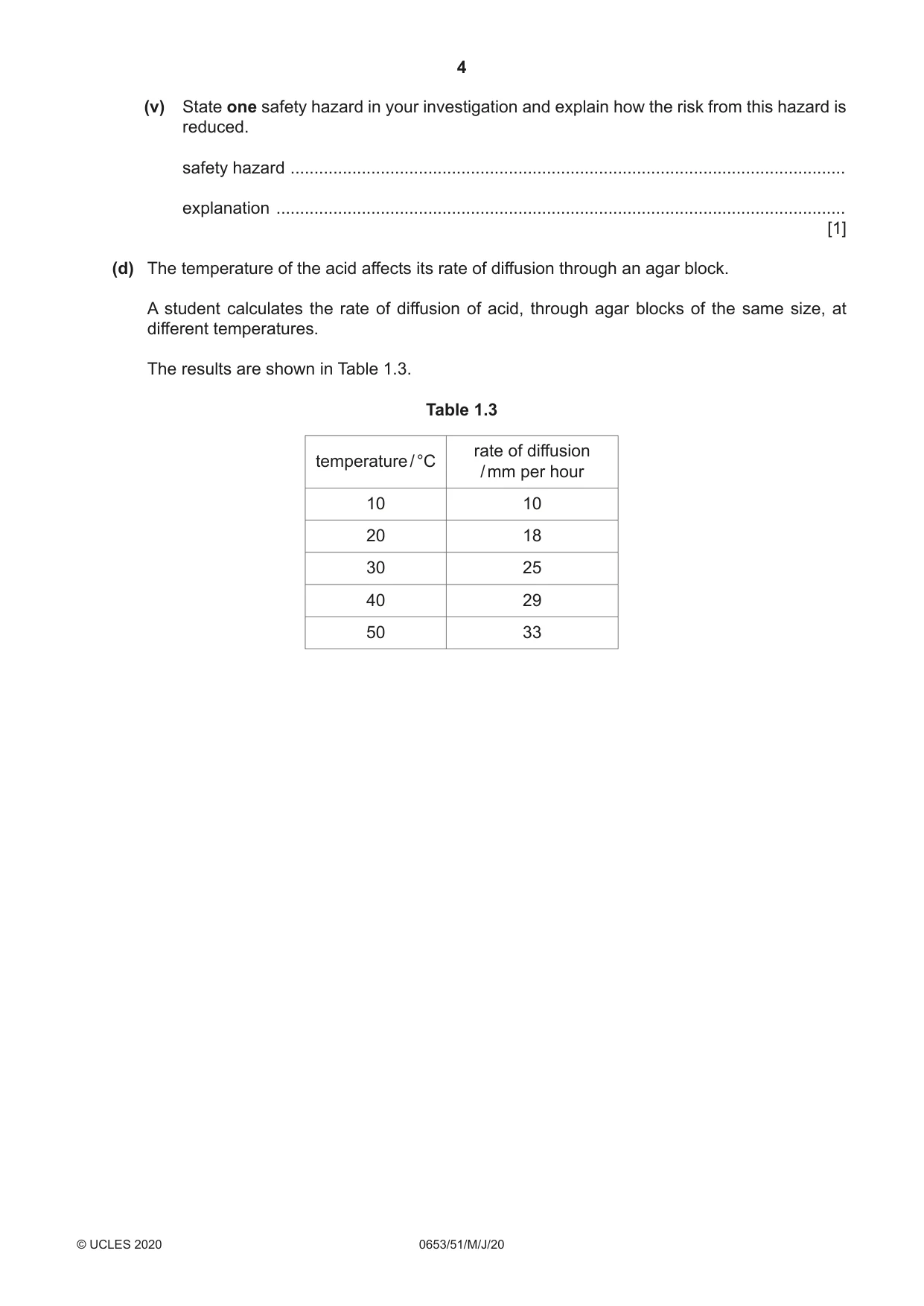 Cambridge IGCSE Science - Combined 0653 2020 May/June Paper 5 · Variant 1 question paper, page 4 of 16