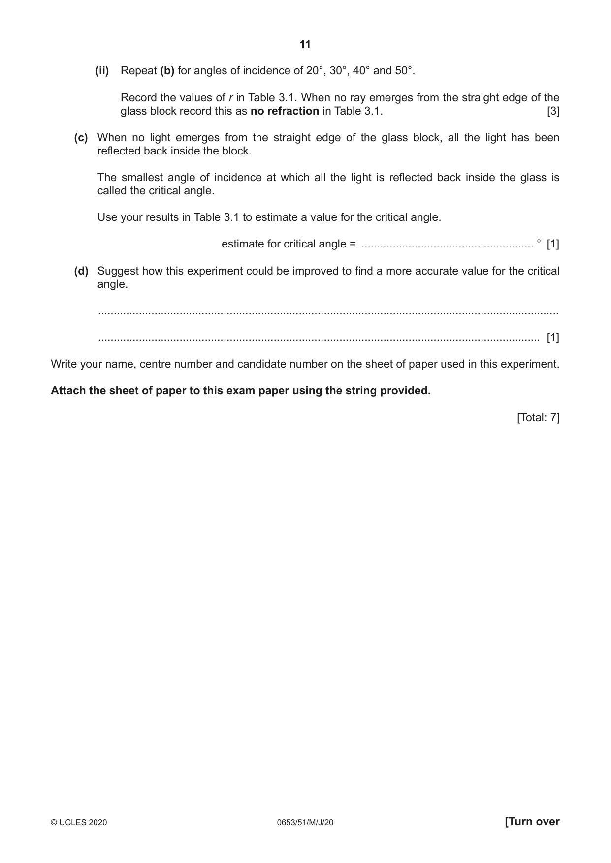 Cambridge IGCSE Science - Combined 0653 2020 May/June Paper 5 · Variant 1 question paper, page 11 of 16