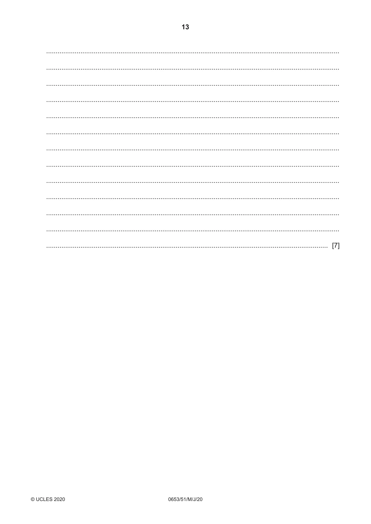 Cambridge IGCSE Science - Combined 0653 2020 May/June Paper 5 · Variant 1 question paper, page 13 of 16