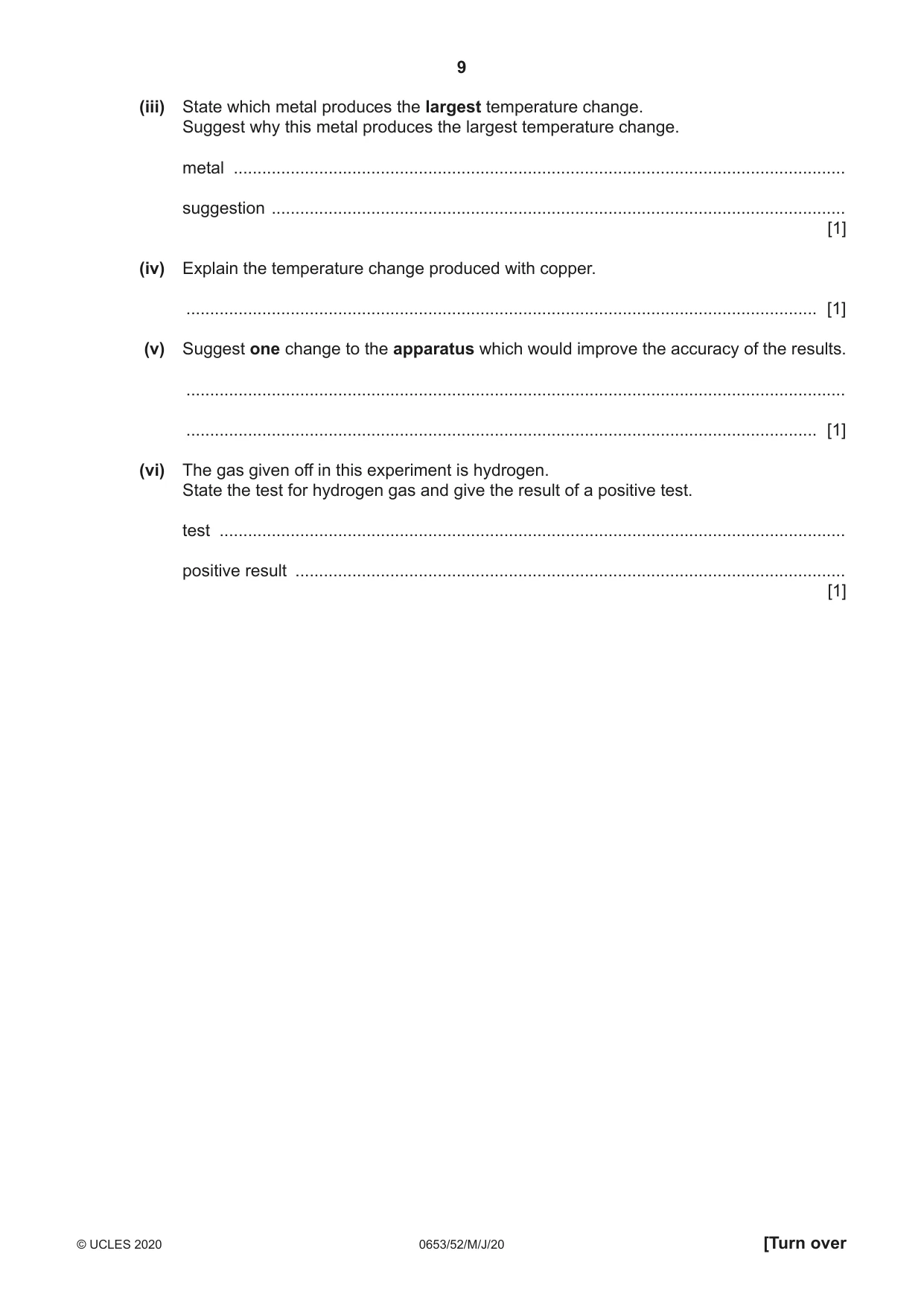 Cambridge IGCSE Science - Combined 0653 2020 May/June Paper 5 · Variant 2 question paper, page 9 of 16