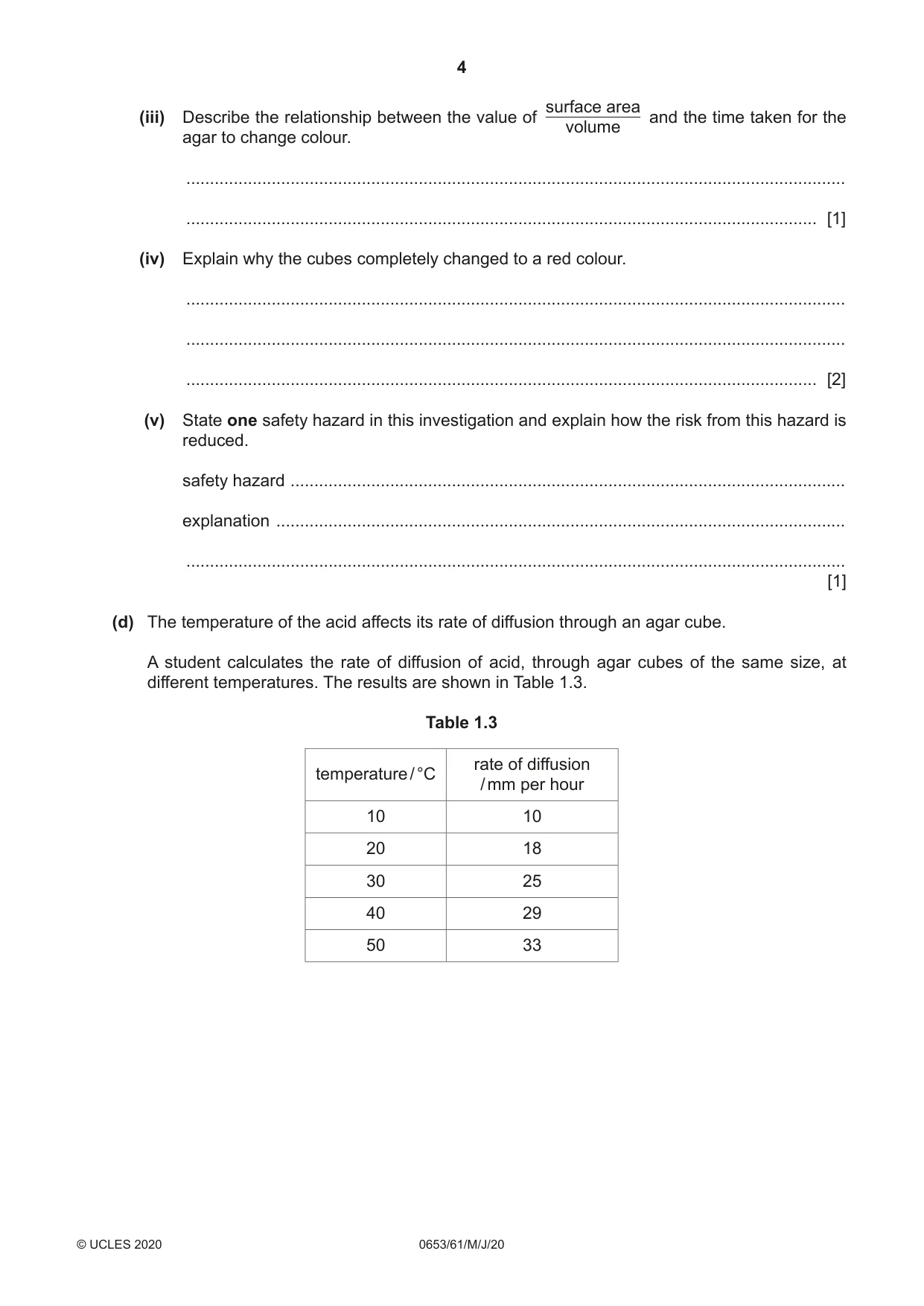 Cambridge IGCSE Science - Combined 0653 2020 May/June Paper 6 · Variant 1 question paper, page 4 of 16