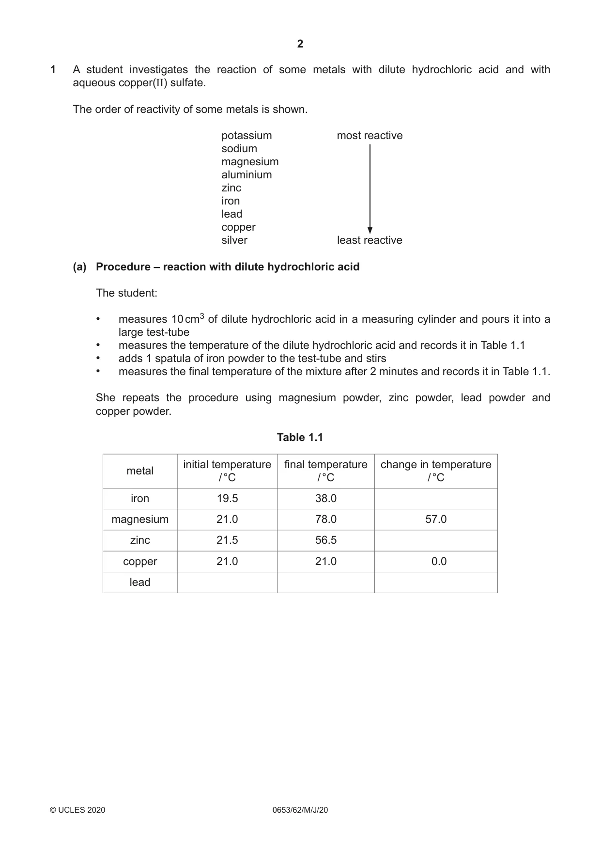 Cambridge IGCSE Science - Combined 0653 2020 May/June Paper 6 · Variant 2 question paper, page 2 of 16