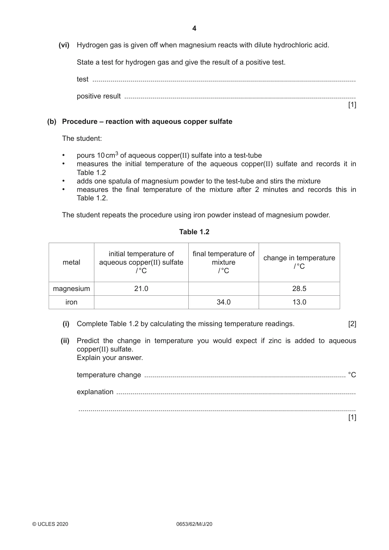 Cambridge IGCSE Science - Combined 0653 2020 May/June Paper 6 · Variant 2 question paper, page 4 of 16