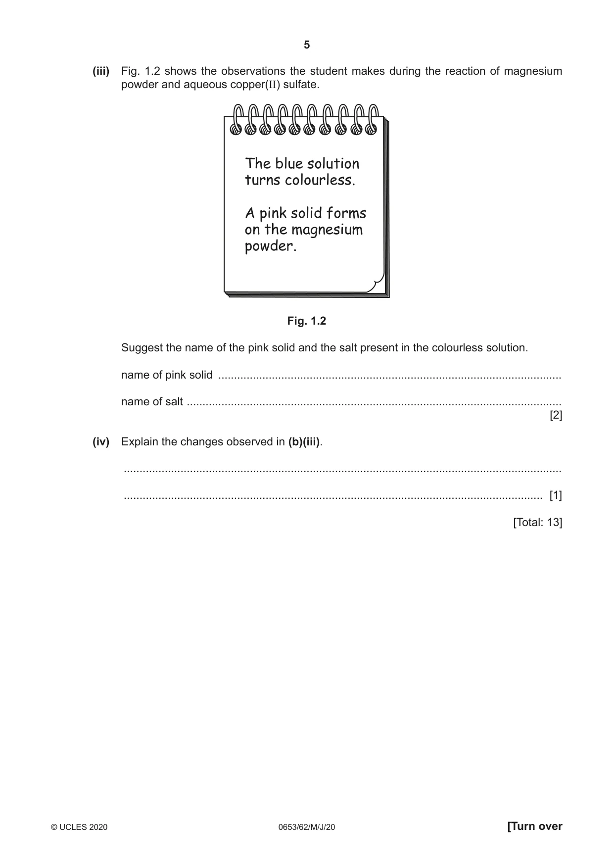 Cambridge IGCSE Science - Combined 0653 2020 May/June Paper 6 · Variant 2 question paper, page 5 of 16