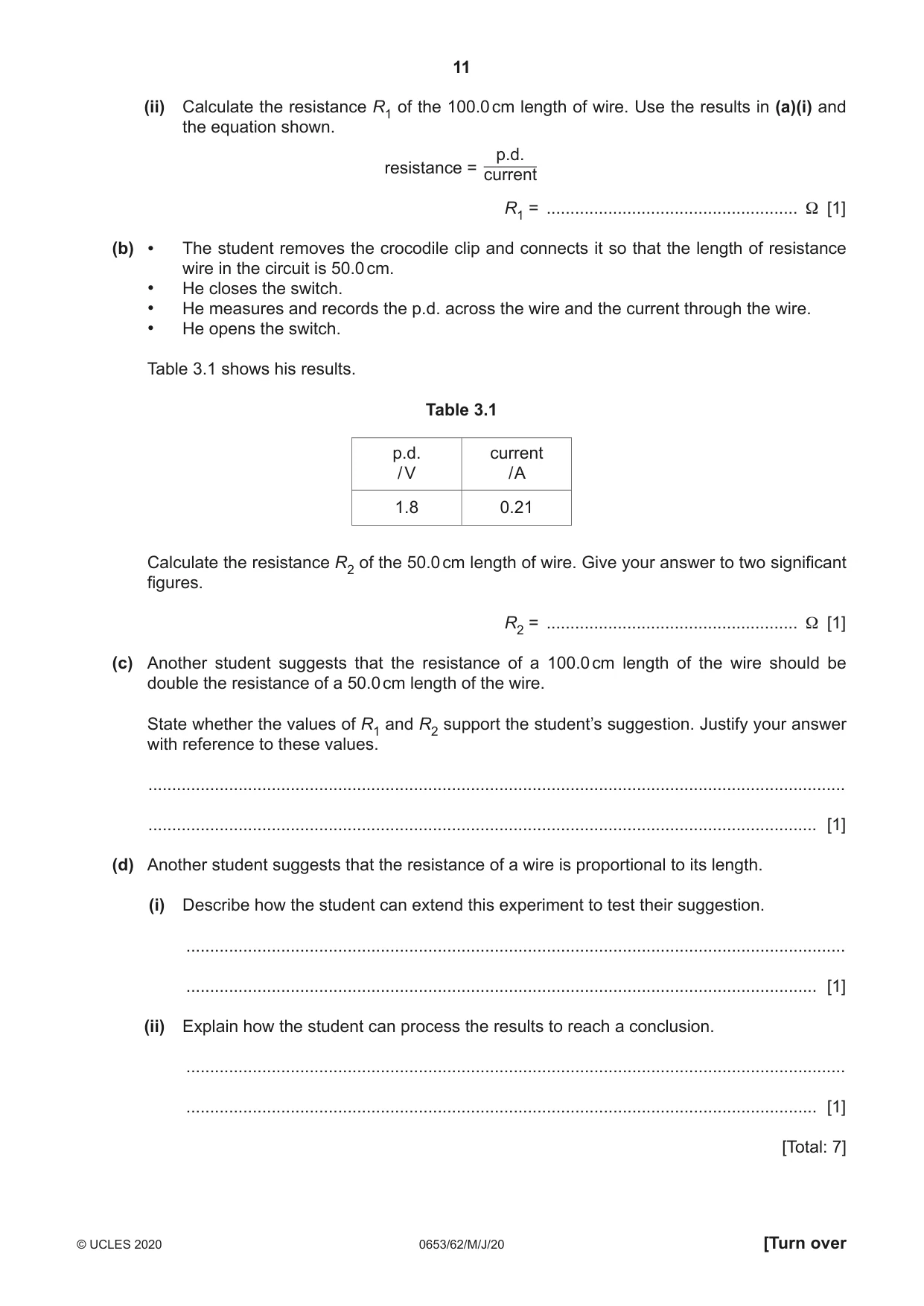 Cambridge IGCSE Science - Combined 0653 2020 May/June Paper 6 · Variant 2 question paper, page 11 of 16