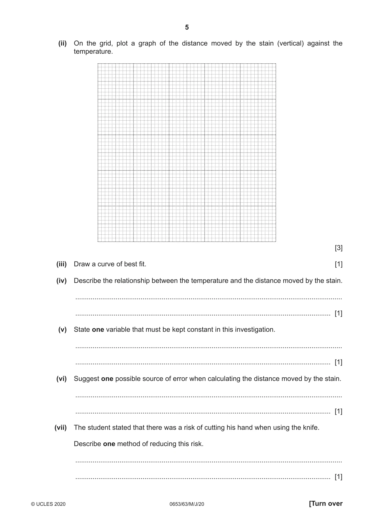 Cambridge IGCSE Science - Combined 0653 2020 May/June Paper 6 · Variant 3 question paper, page 5 of 16