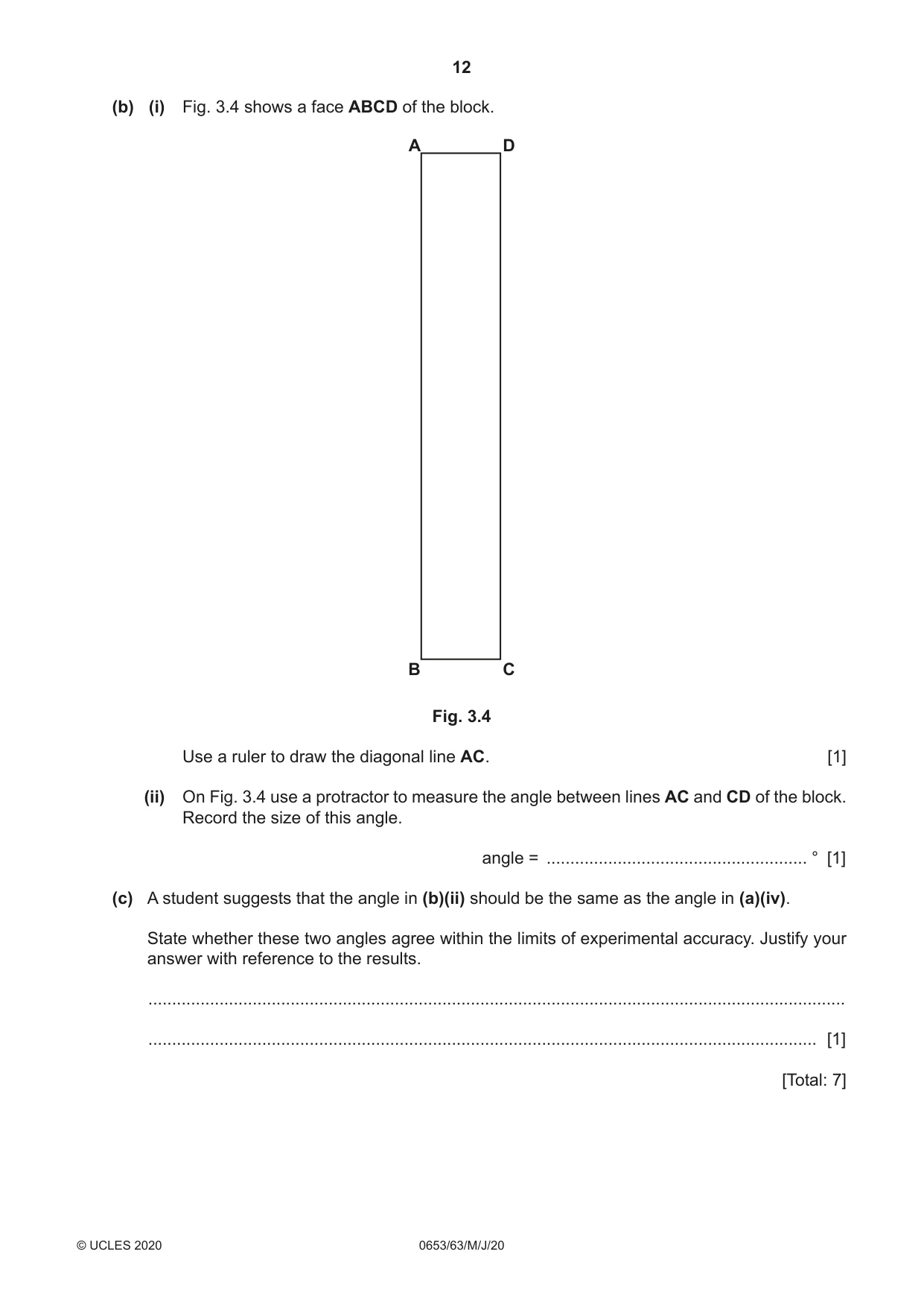 Cambridge IGCSE Science - Combined 0653 2020 May/June Paper 6 · Variant 3 question paper, page 12 of 16