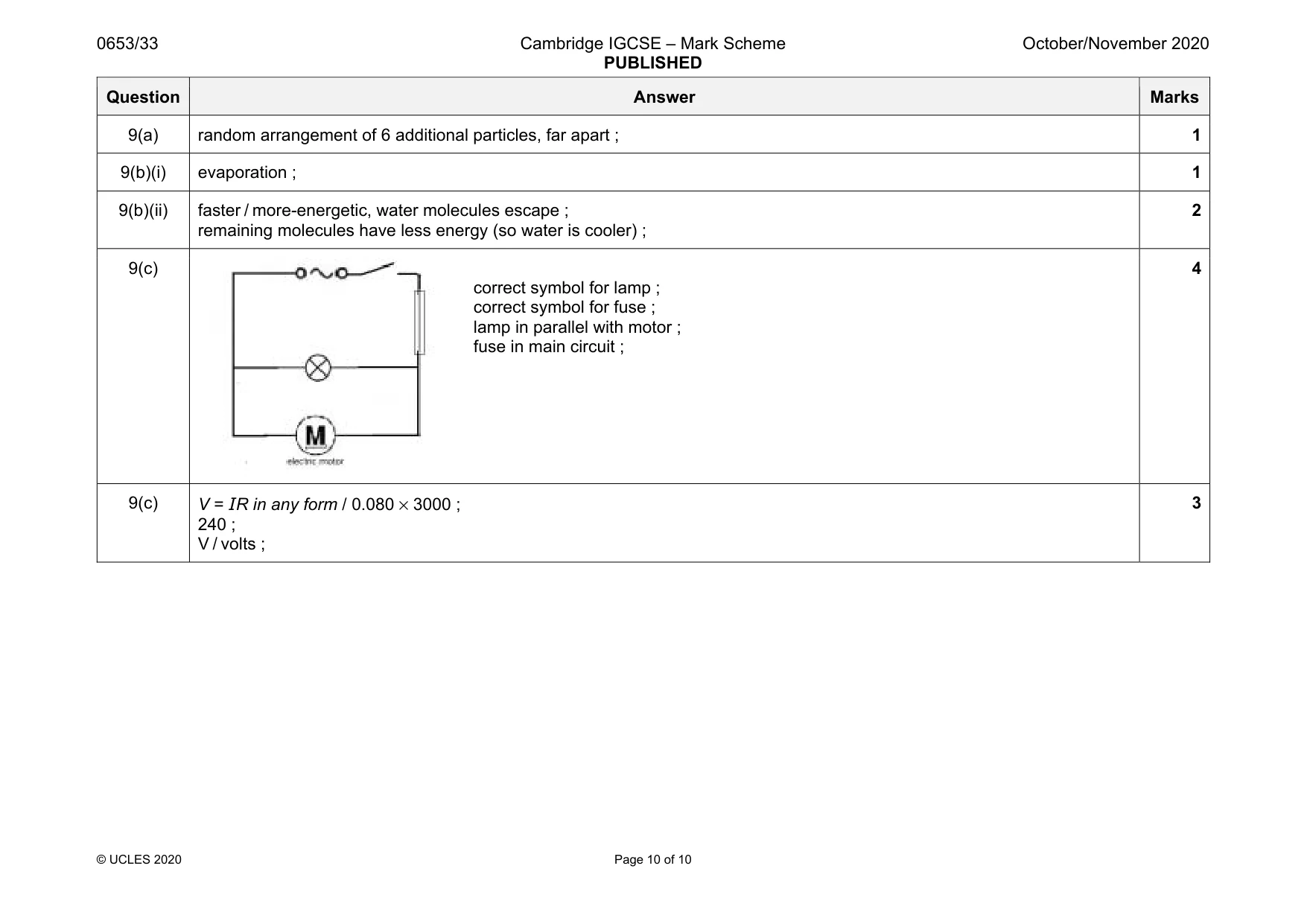 Mark scheme, page 10 of 10