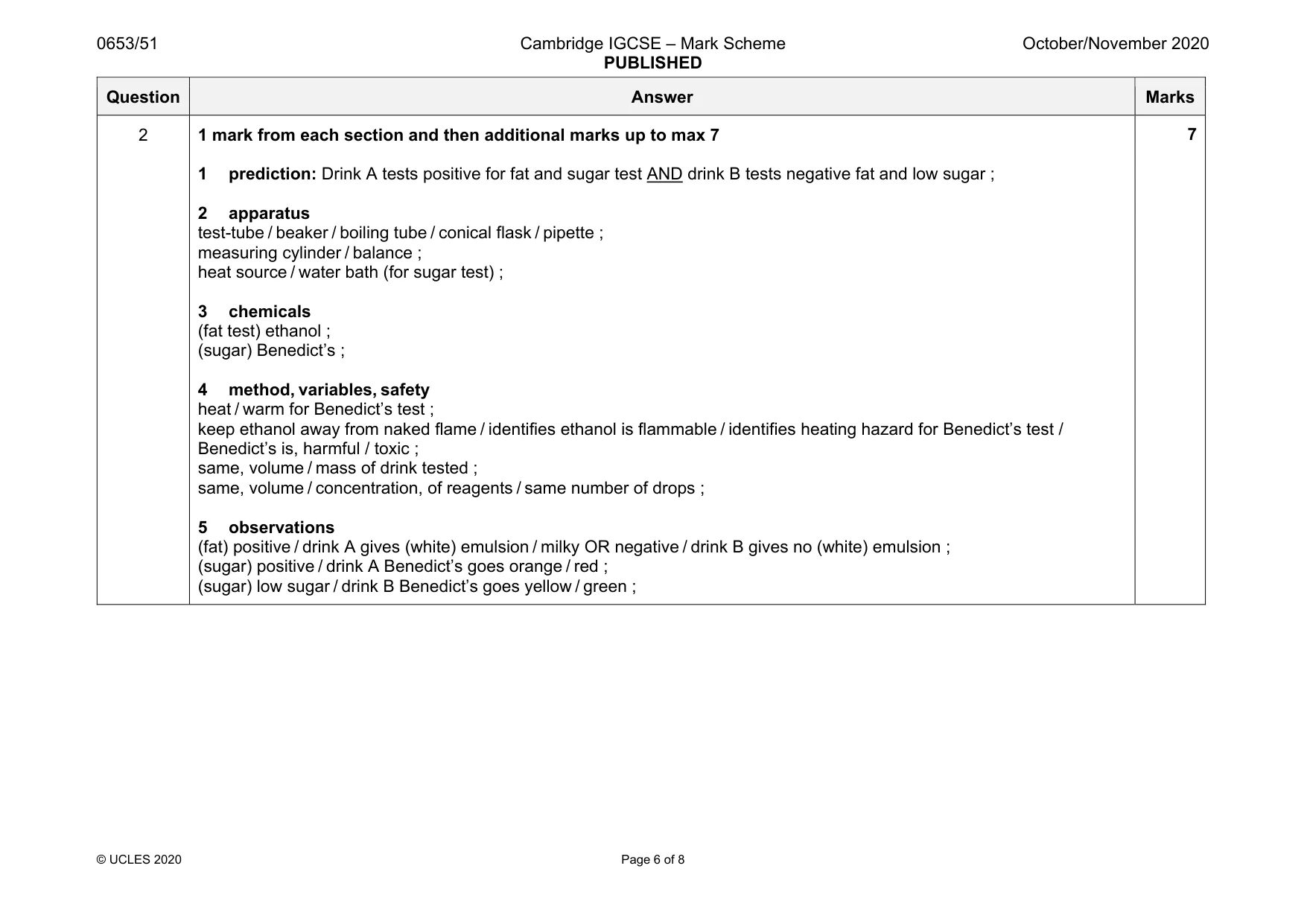 Mark scheme, page 6 of 8