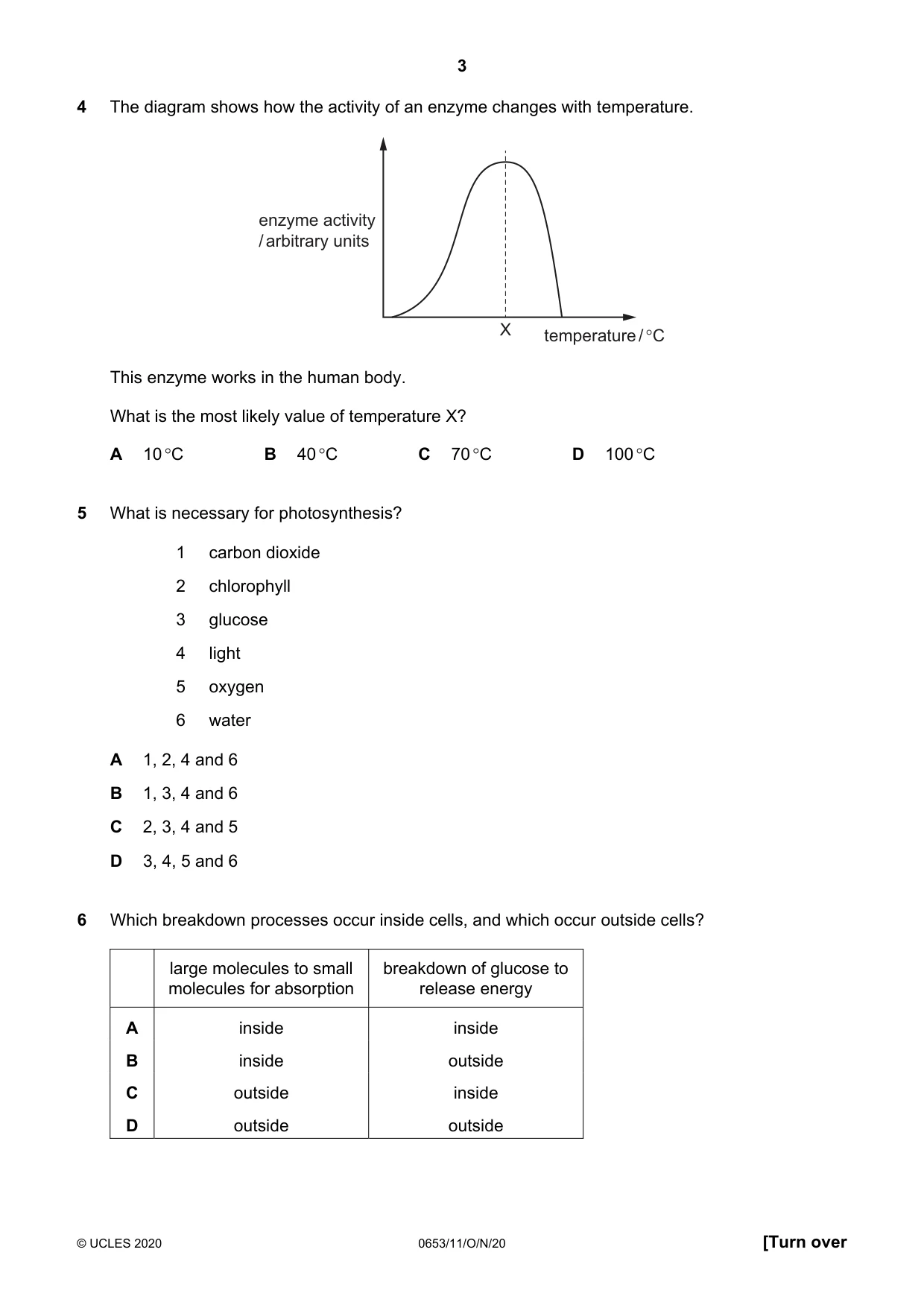 Cambridge IGCSE Science - Combined 0653 2020 Oct/Nov Paper 1 · Variant 1 question paper, page 3 of 16