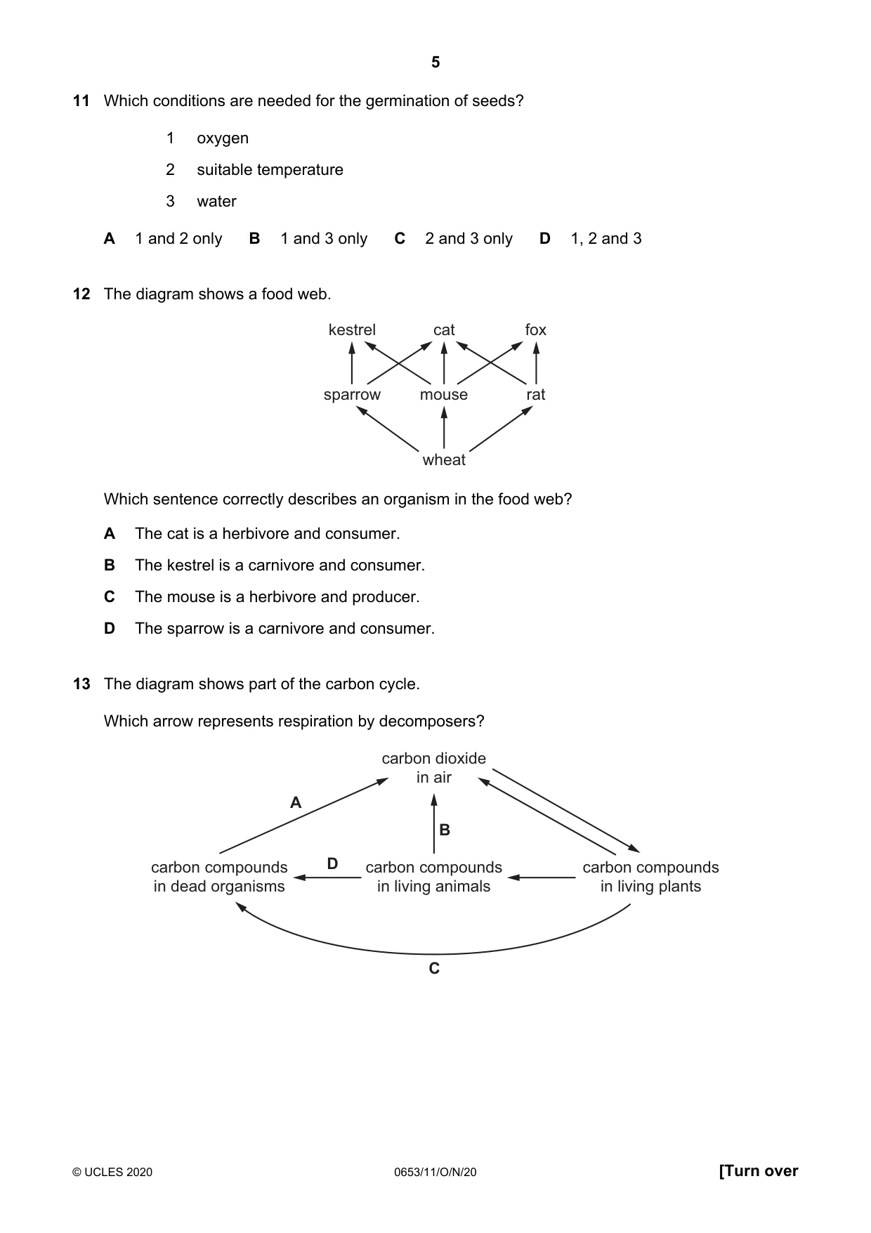 Cambridge IGCSE Science - Combined 0653 2020 Oct/Nov Paper 1 · Variant 1 question paper, page 5 of 16