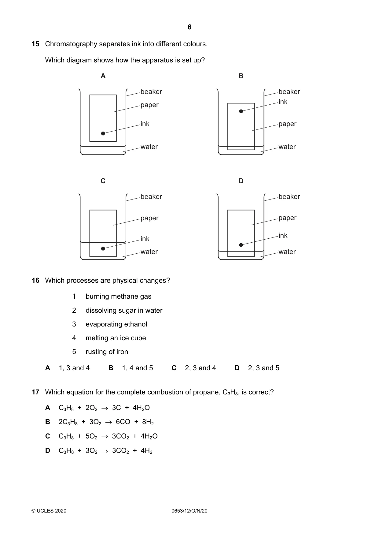 Cambridge IGCSE Science - Combined 0653 2020 Oct/Nov Paper 1 · Variant 2 question paper, page 6 of 16