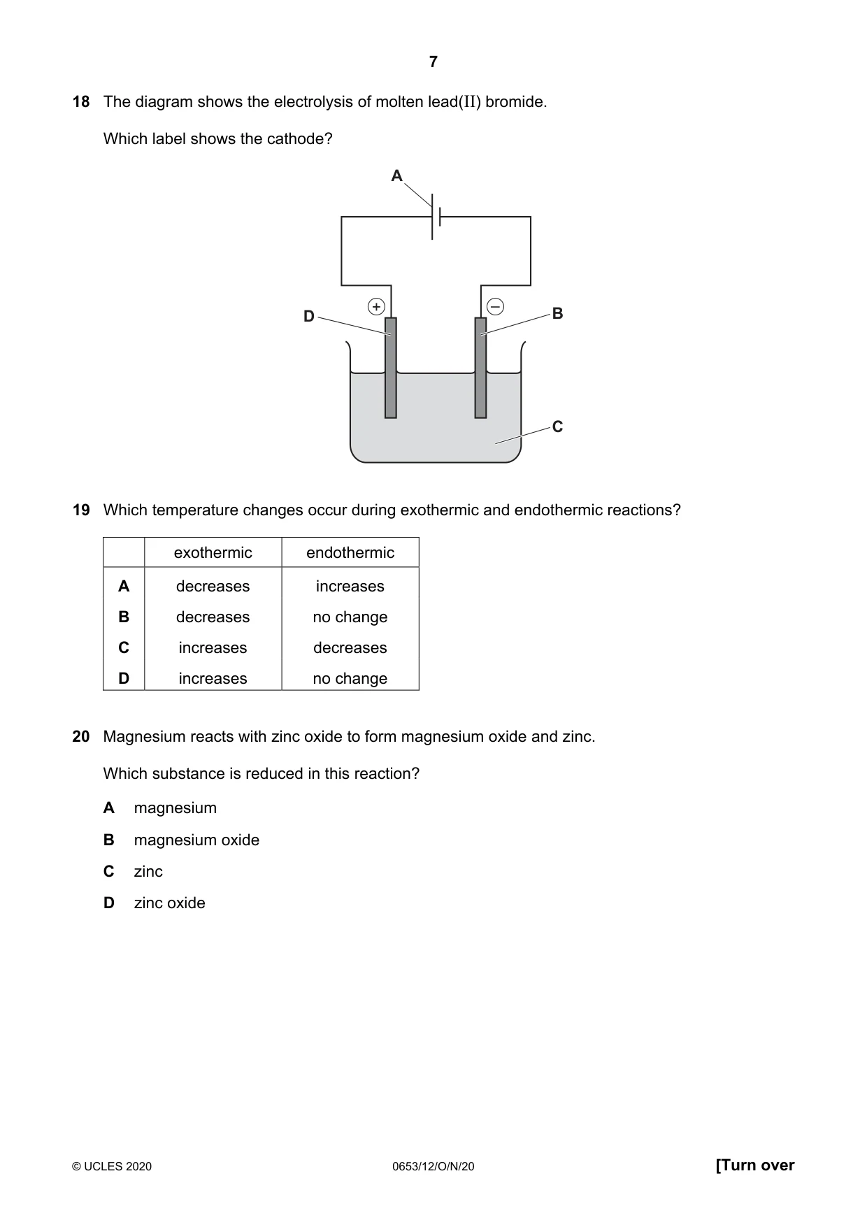Cambridge IGCSE Science - Combined 0653 2020 Oct/Nov Paper 1 · Variant 2 question paper, page 7 of 16