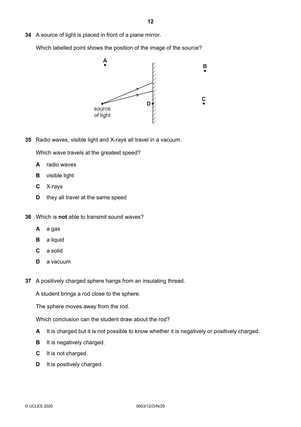 Cambridge IGCSE Science - Combined 0653 2020 Oct/Nov Paper 1 · Variant 2 question paper, page 12 of 16