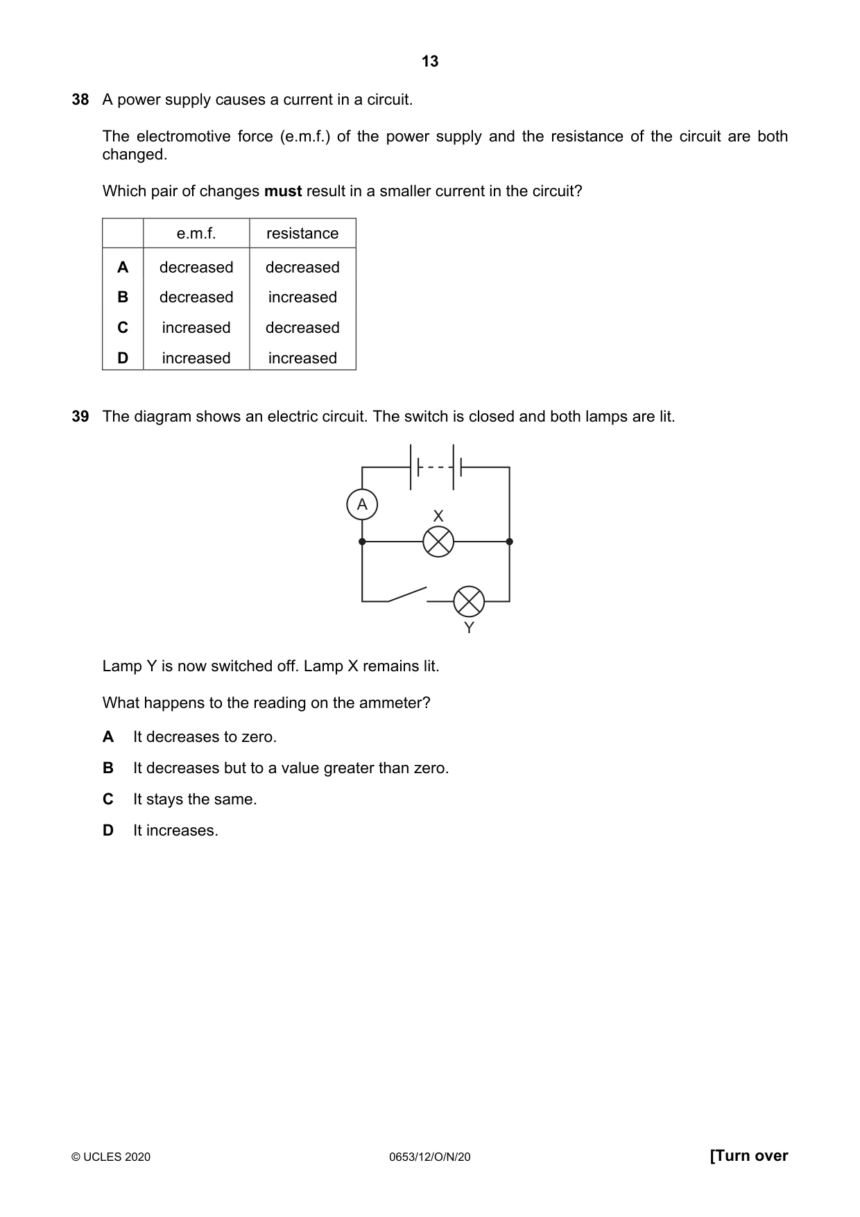 Cambridge IGCSE Science - Combined 0653 2020 Oct/Nov Paper 1 · Variant 2 question paper, page 13 of 16