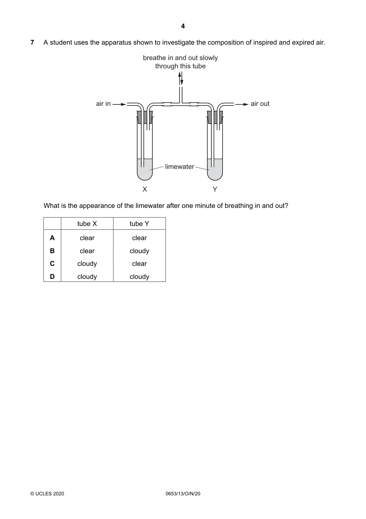Cambridge IGCSE Science - Combined 0653 2020 Oct/Nov Paper 1 · Variant 3 question paper, page 4 of 20