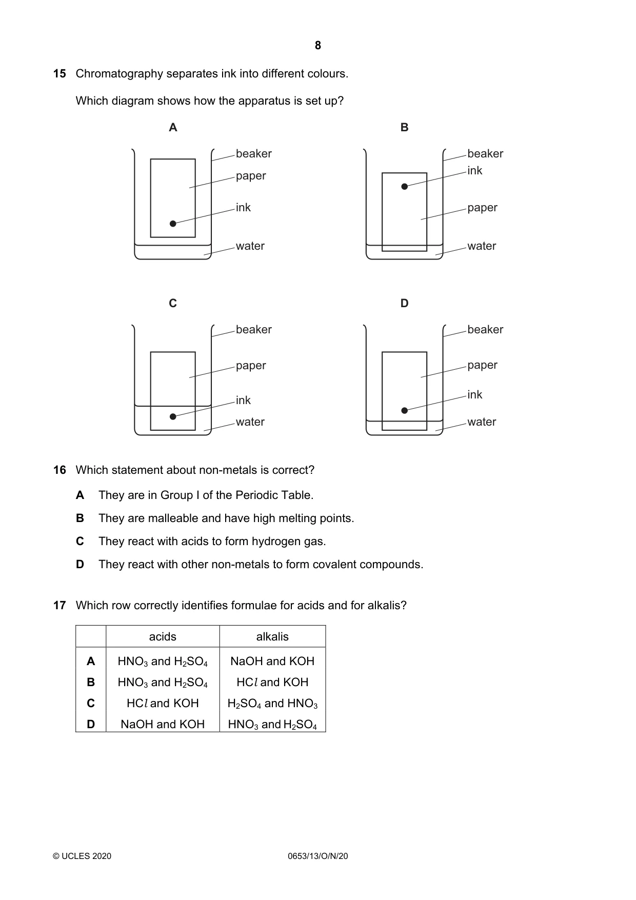 Cambridge IGCSE Science - Combined 0653 2020 Oct/Nov Paper 1 · Variant 3 question paper, page 8 of 20