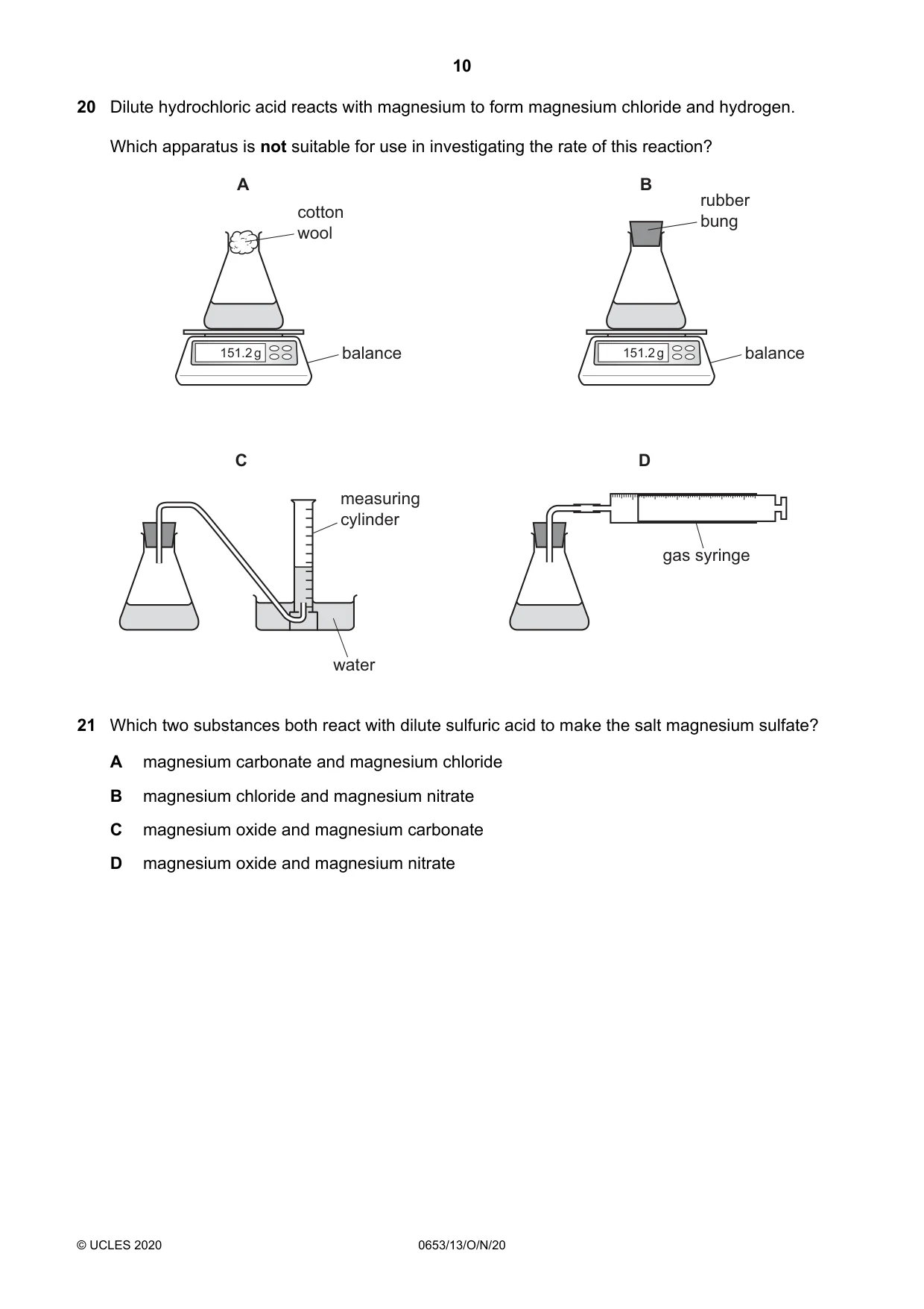 Cambridge IGCSE Science - Combined 0653 2020 Oct/Nov Paper 1 · Variant 3 question paper, page 10 of 20