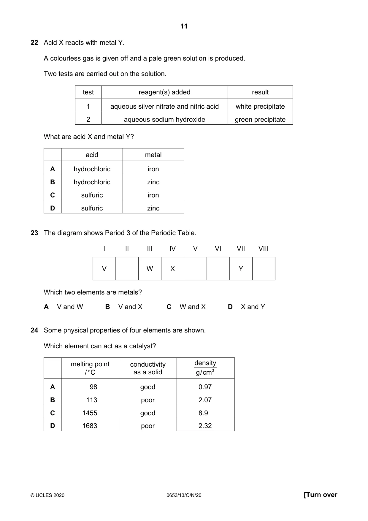 Cambridge IGCSE Science - Combined 0653 2020 Oct/Nov Paper 1 · Variant 3 question paper, page 11 of 20