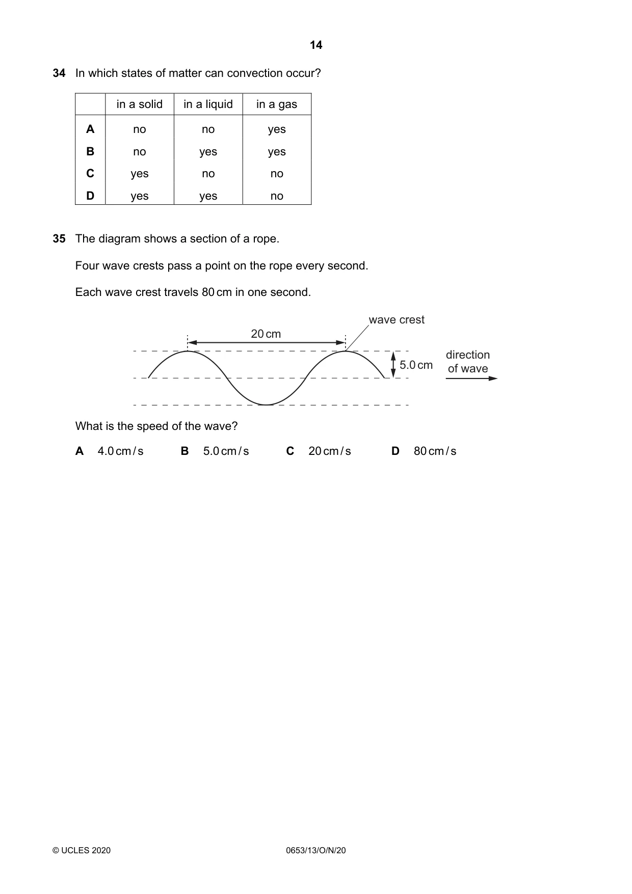 Cambridge IGCSE Science - Combined 0653 2020 Oct/Nov Paper 1 · Variant 3 question paper, page 14 of 20