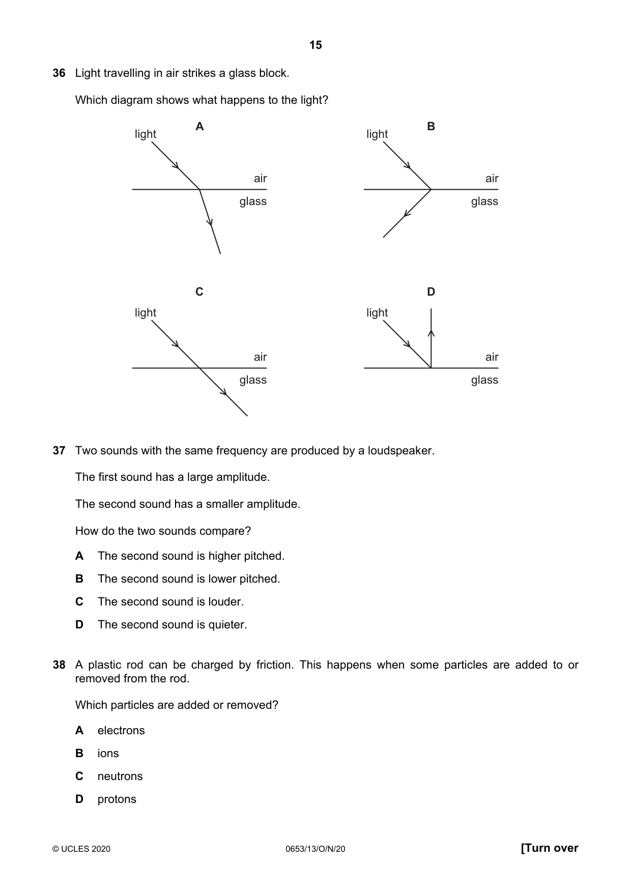 Cambridge IGCSE Science - Combined 0653 2020 Oct/Nov Paper 1 · Variant 3 question paper, page 15 of 20