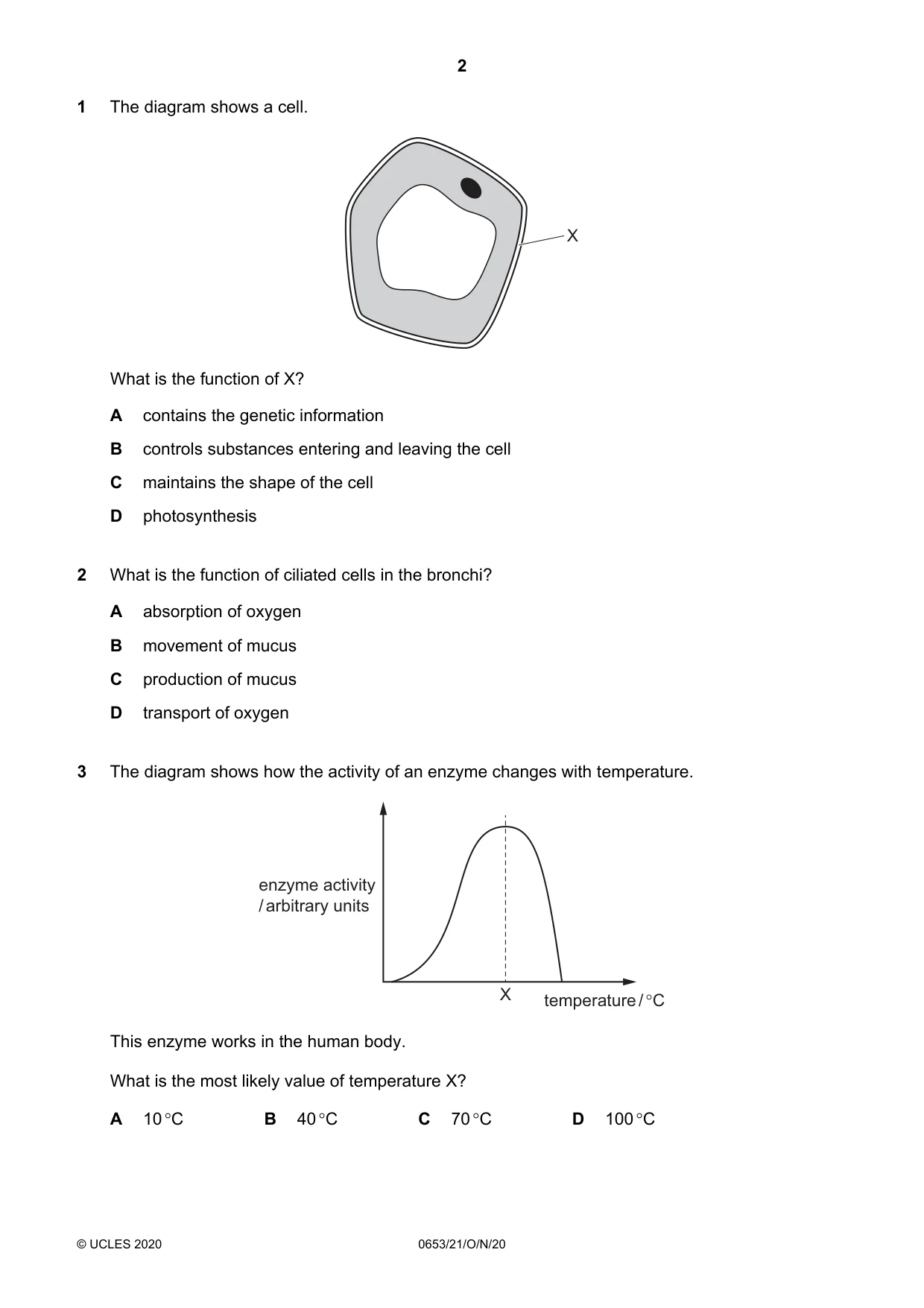 Cambridge IGCSE Science - Combined 0653 2020 Oct/Nov Paper 2 · Variant 1 question paper, page 2 of 16