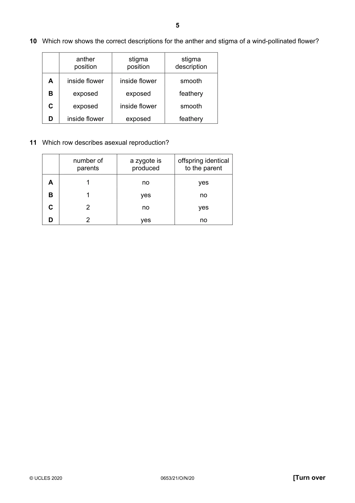 Cambridge IGCSE Science - Combined 0653 2020 Oct/Nov Paper 2 · Variant 1 question paper, page 5 of 16