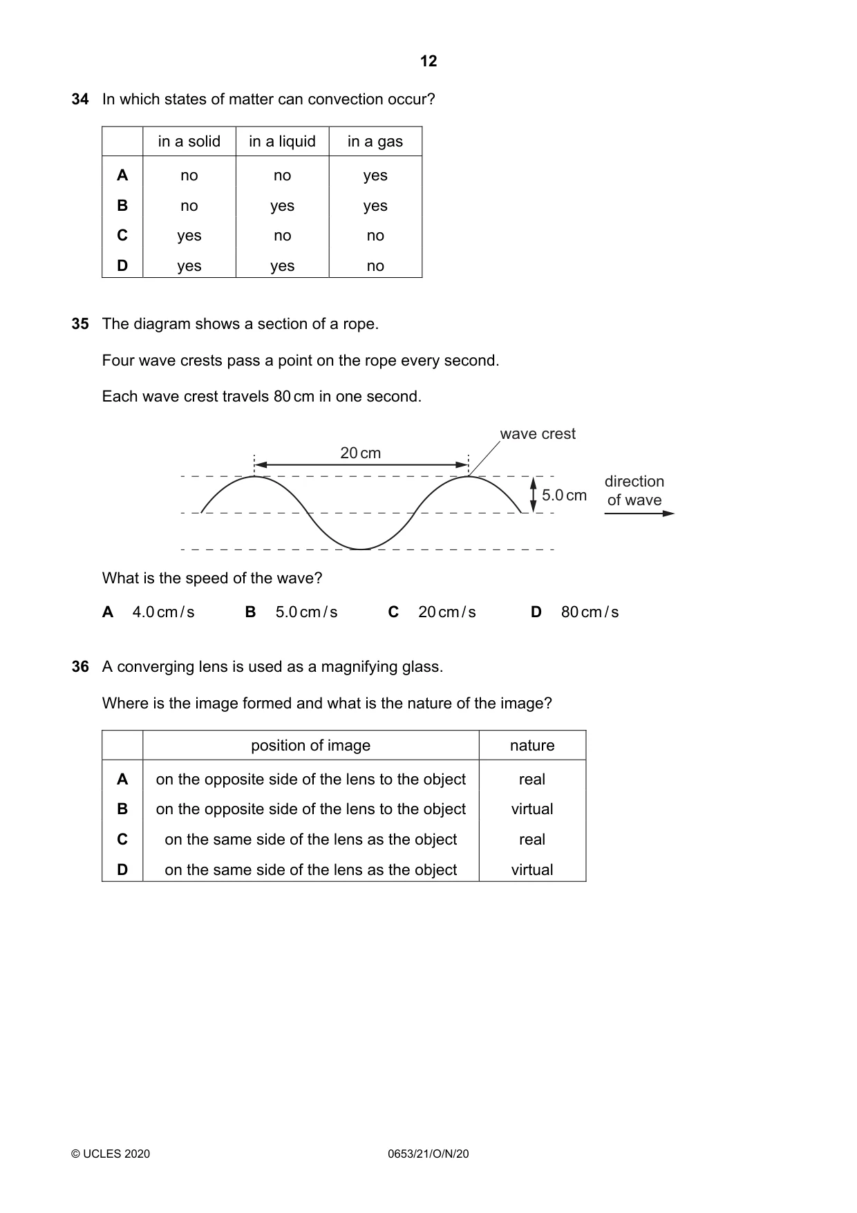 Cambridge IGCSE Science - Combined 0653 2020 Oct/Nov Paper 2 · Variant 1 question paper, page 12 of 16