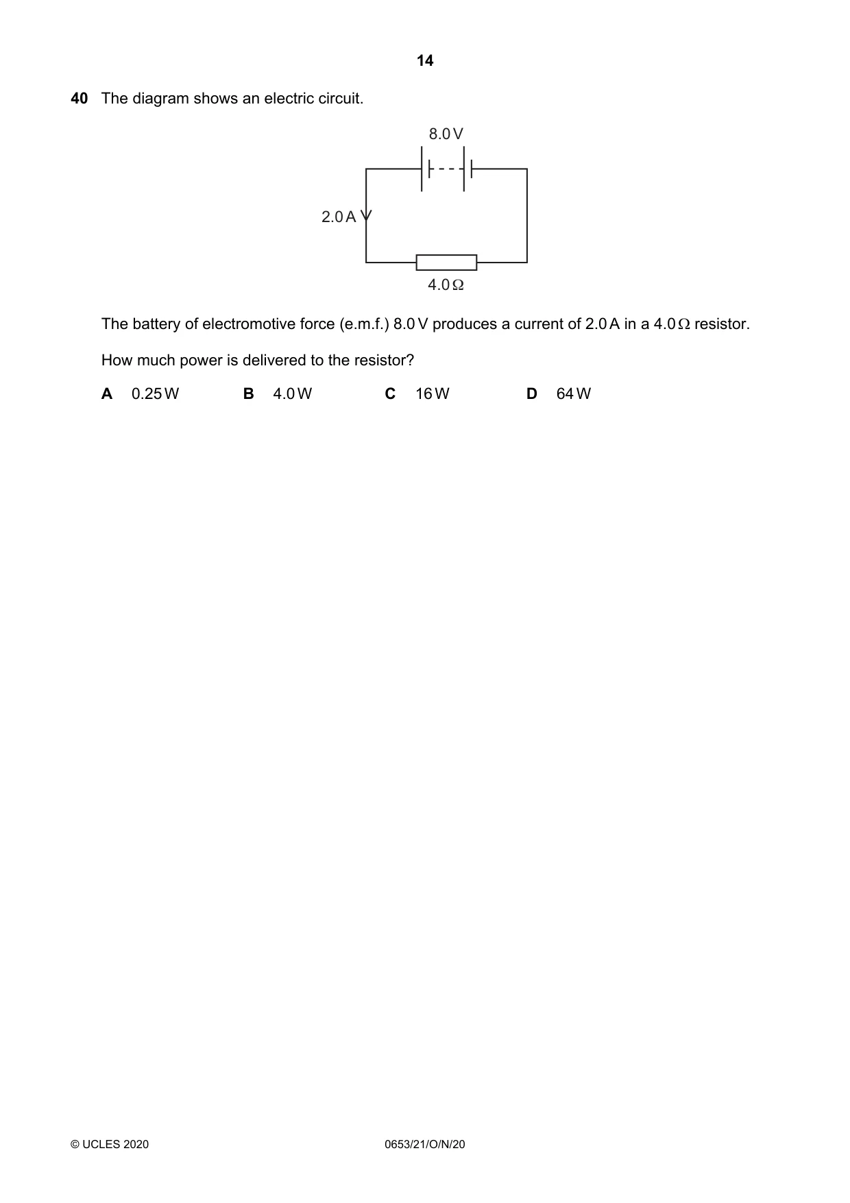 Cambridge IGCSE Science - Combined 0653 2020 Oct/Nov Paper 2 · Variant 1 question paper, page 14 of 16