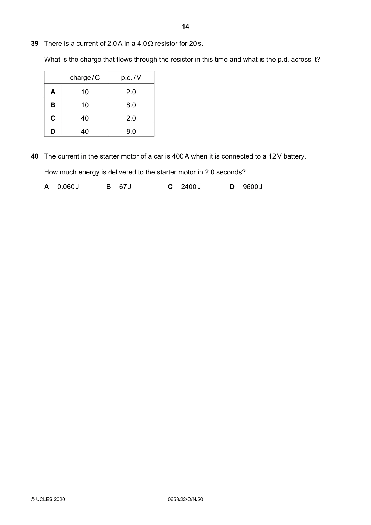 Cambridge IGCSE Science - Combined 0653 2020 Oct/Nov Paper 2 · Variant 2 question paper, page 14 of 16