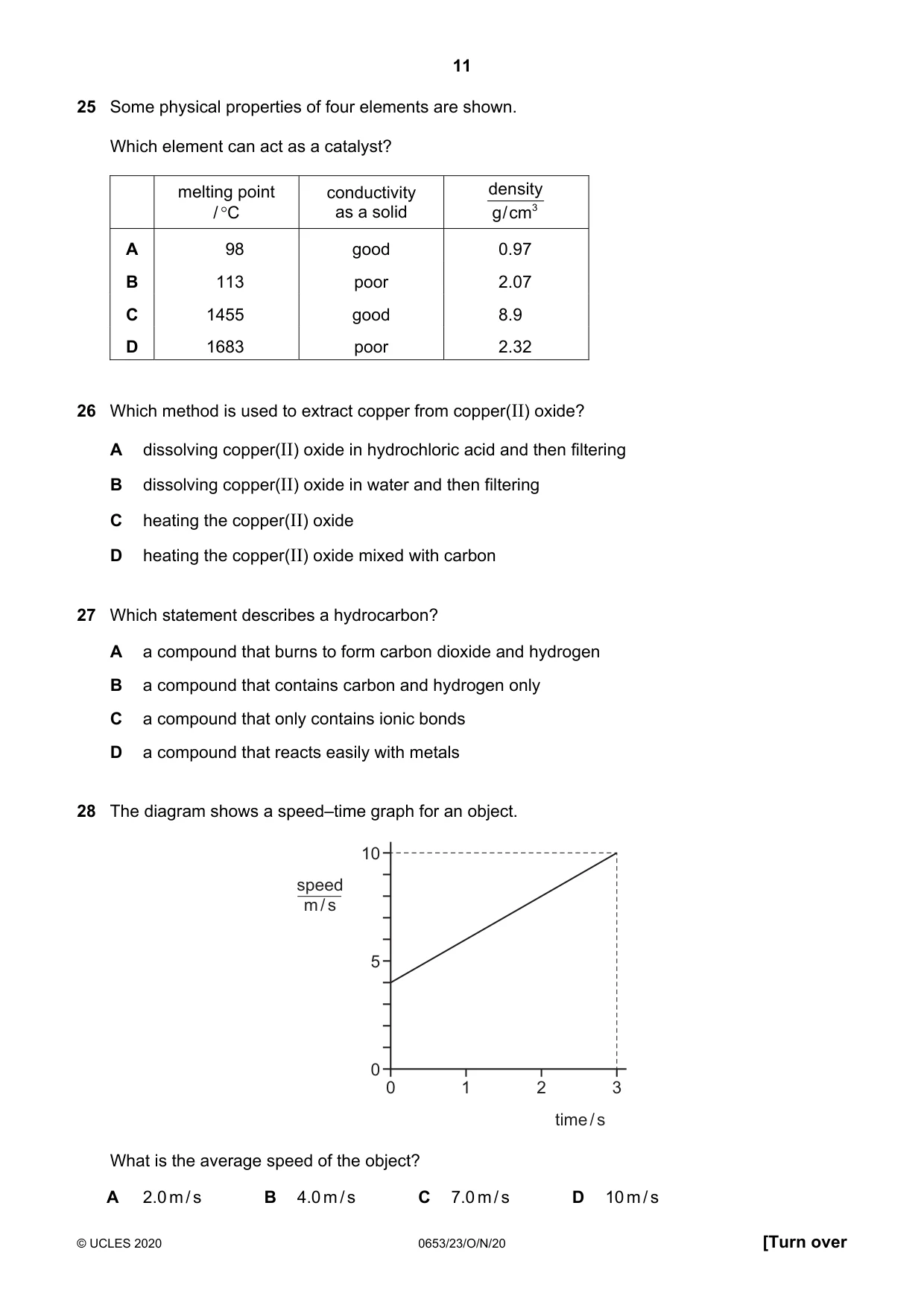 Cambridge IGCSE Science - Combined 0653 2020 Oct/Nov Paper 2 · Variant 3 question paper, page 11 of 16