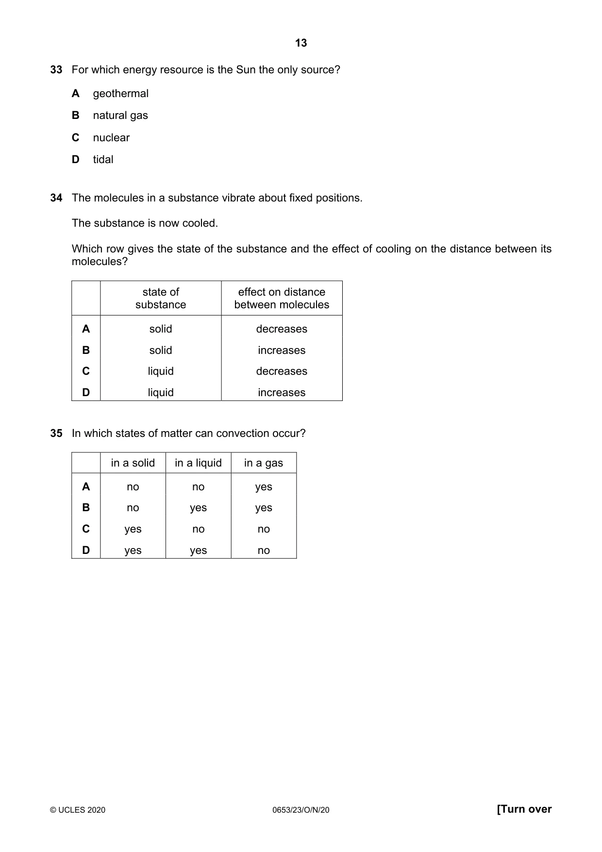 Cambridge IGCSE Science - Combined 0653 2020 Oct/Nov Paper 2 · Variant 3 question paper, page 13 of 16