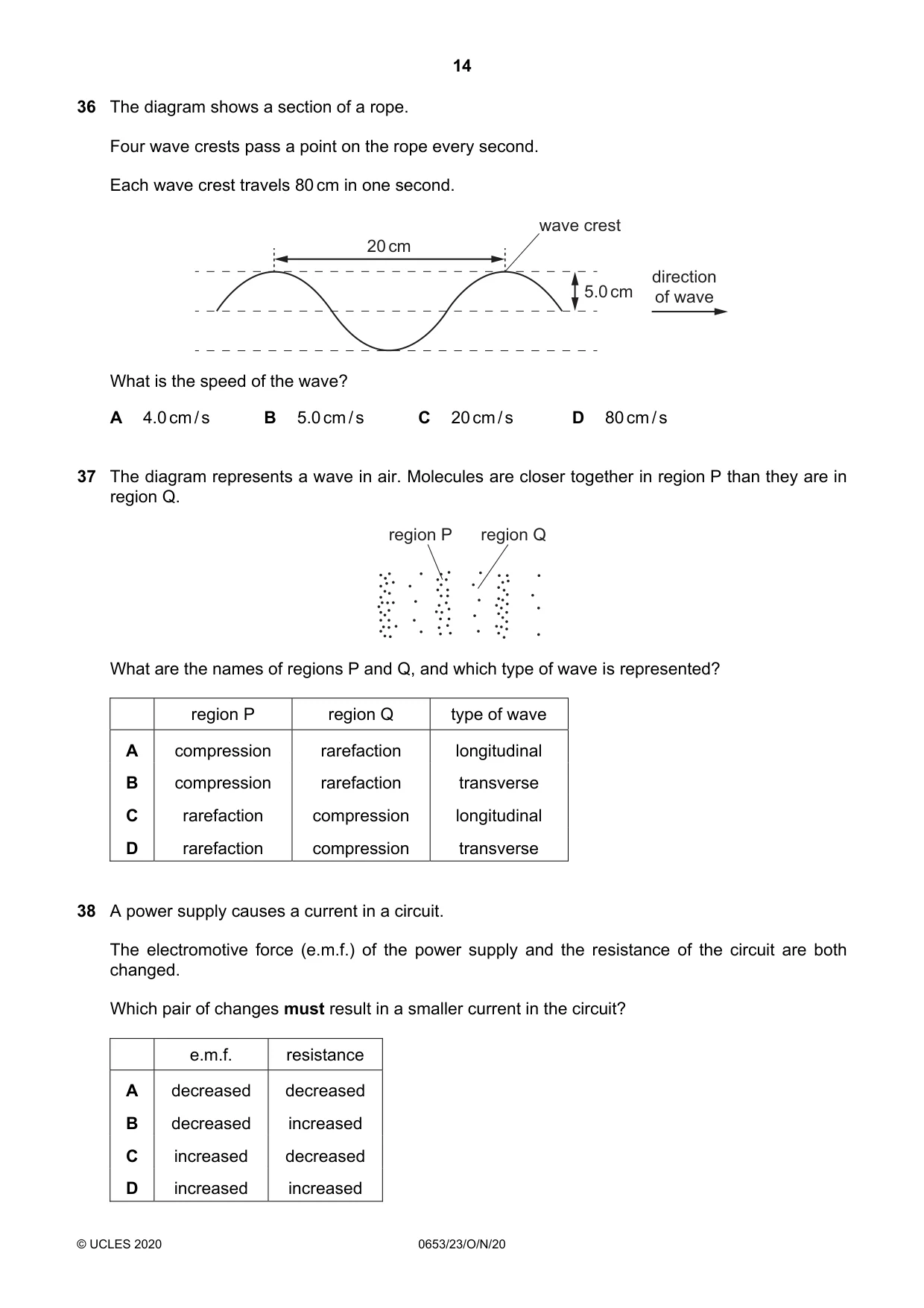 Cambridge IGCSE Science - Combined 0653 2020 Oct/Nov Paper 2 · Variant 3 question paper, page 14 of 16