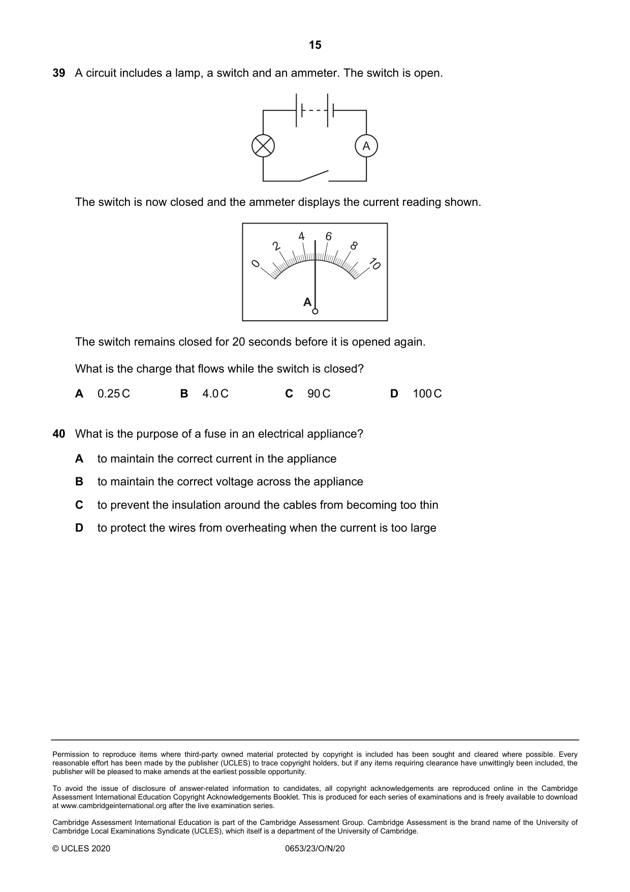 Cambridge IGCSE Science - Combined 0653 2020 Oct/Nov Paper 2 · Variant 3 question paper, page 15 of 16