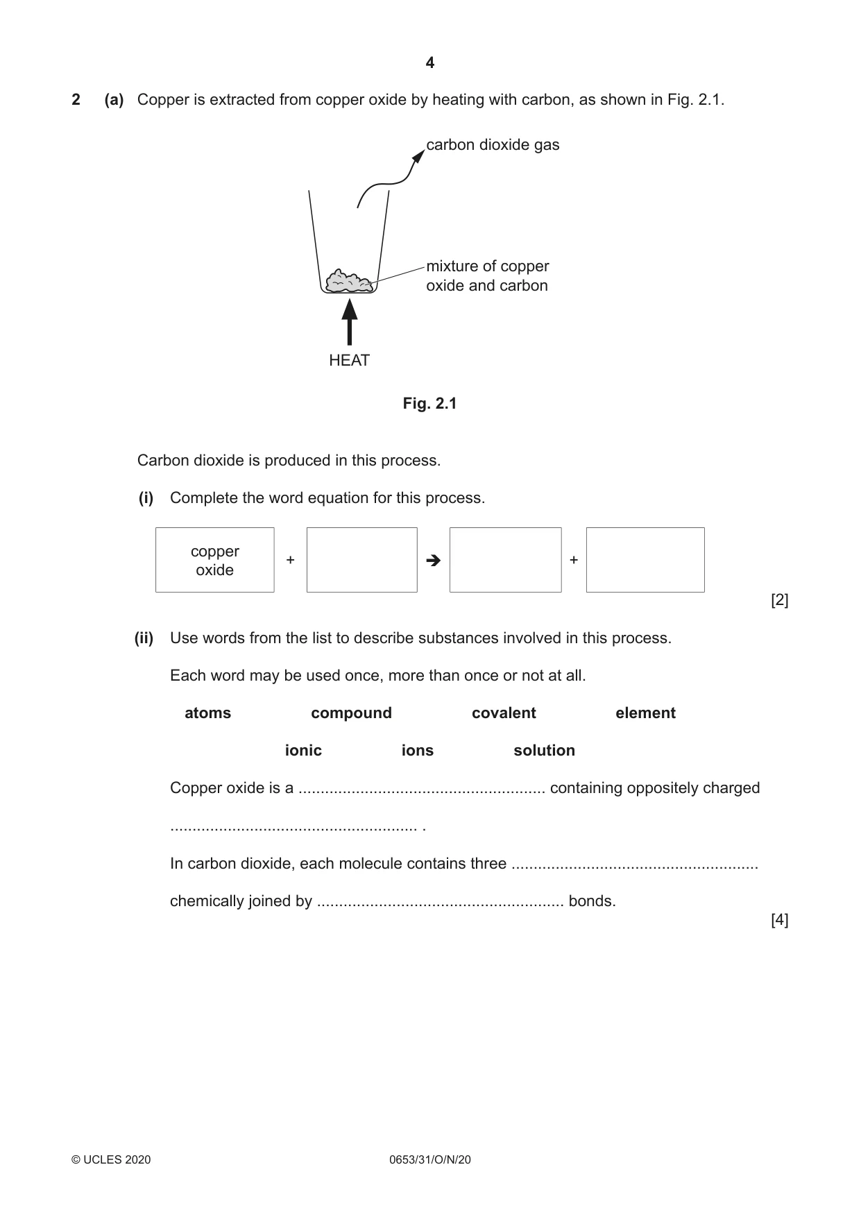 Cambridge IGCSE Science - Combined 0653 2020 Oct/Nov Paper 3 · Variant 1 question paper, page 4 of 20