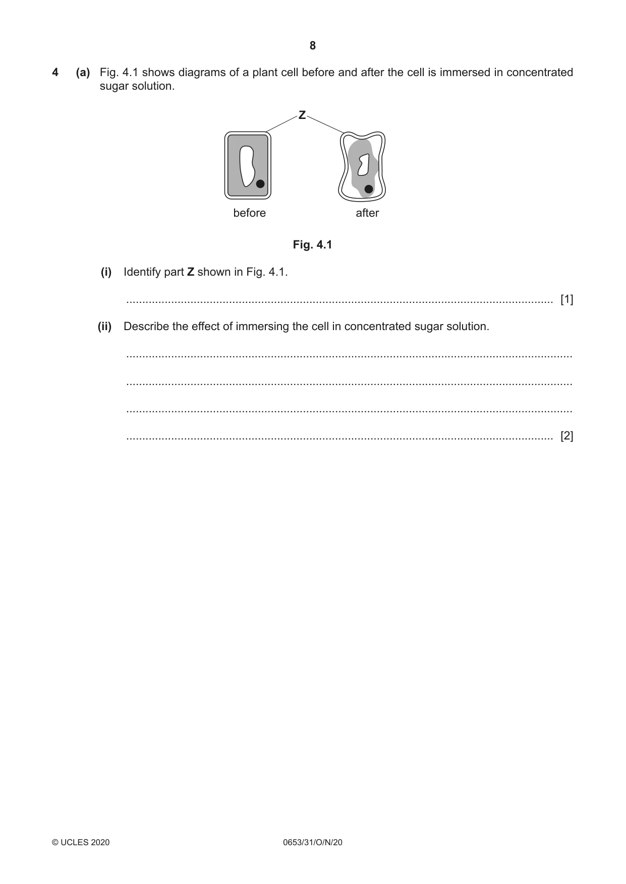 Cambridge IGCSE Science - Combined 0653 2020 Oct/Nov Paper 3 · Variant 1 question paper, page 8 of 20
