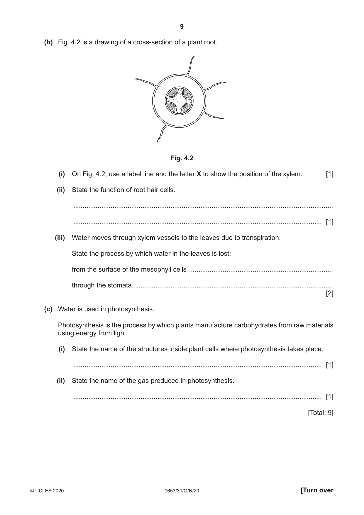 Cambridge IGCSE Science - Combined 0653 2020 Oct/Nov Paper 3 · Variant 1 question paper, page 9 of 20
